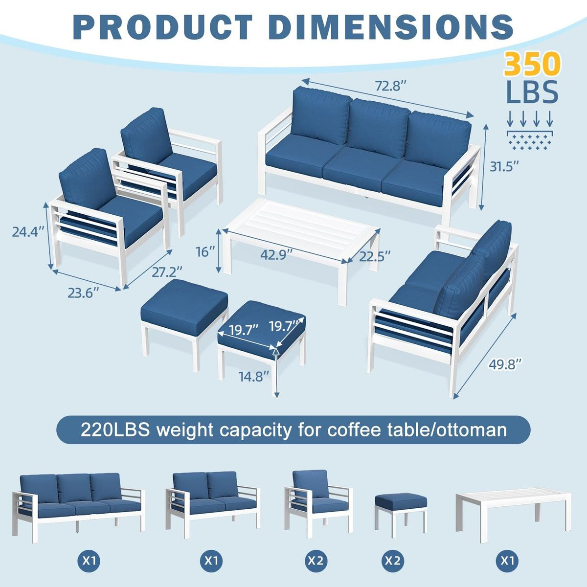 Modern Outdoor Patio Furniture Set with Coffee Table product image