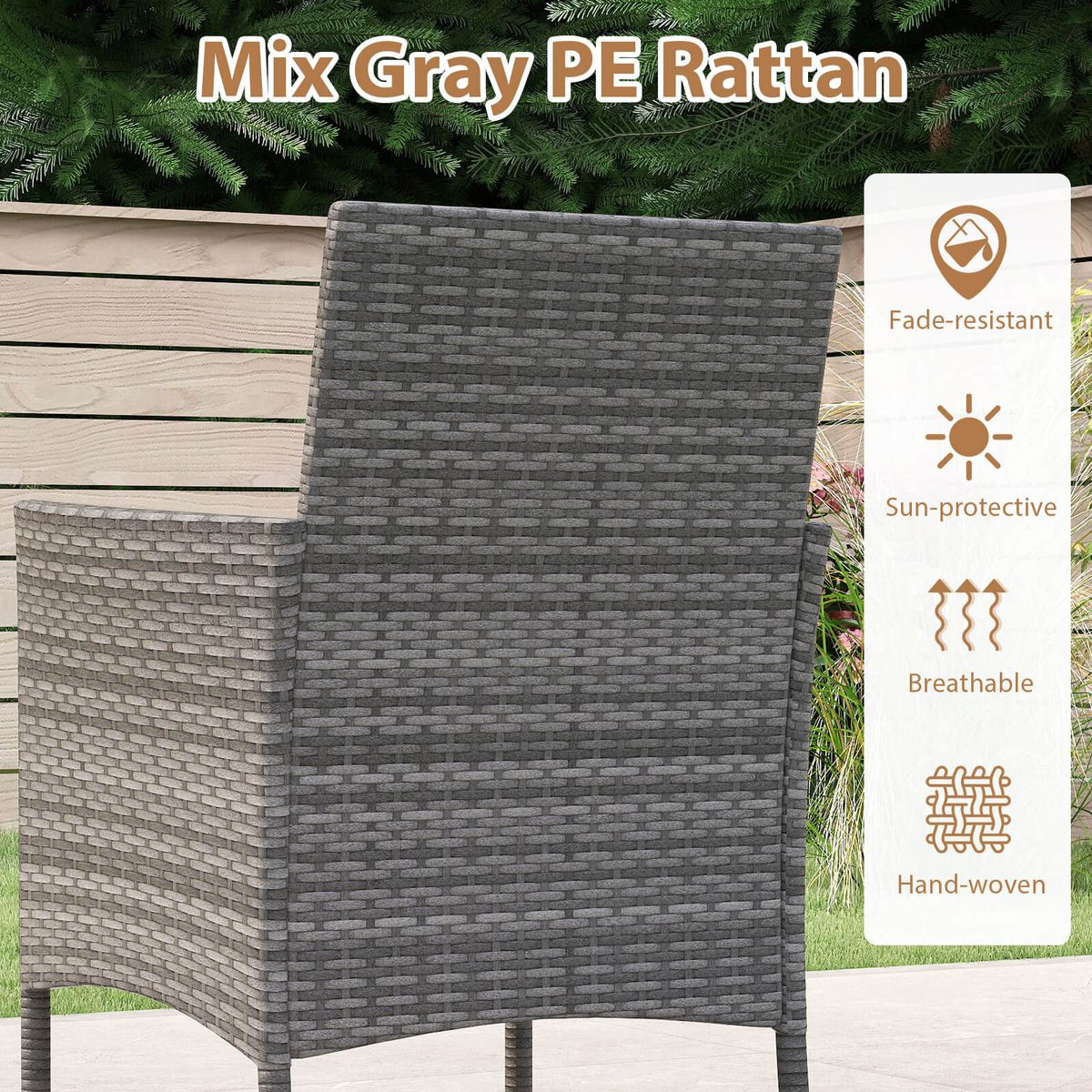 5-Piece PE Wicker Patio Dining Set with 1.97" Umbrella Hole product image