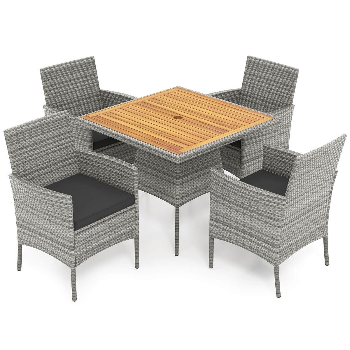 5-Piece PE Wicker Patio Dining Set with 1.97" Umbrella Hole product image
