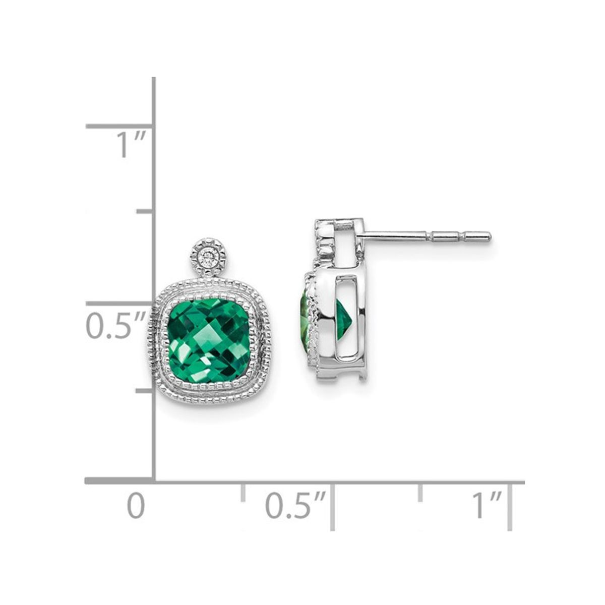 1.72 Carat (ctw) Lab-Created Emerald Earrings in 10K White Gold product image