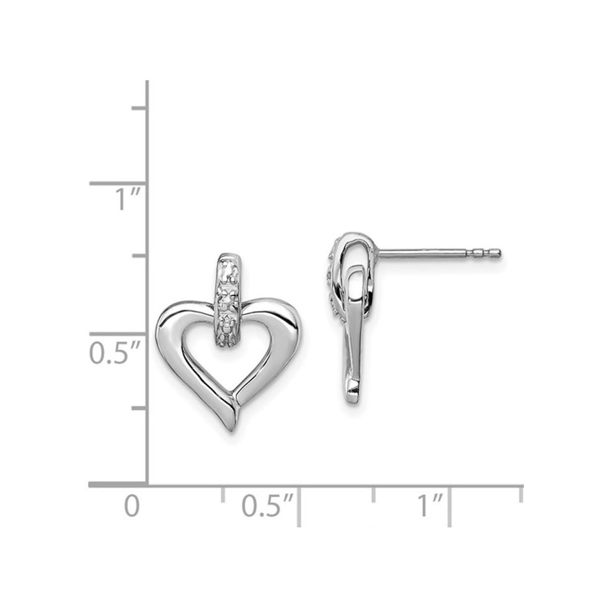 Sterling Silver Polished Heart Earrings with Accent Diamond product image
