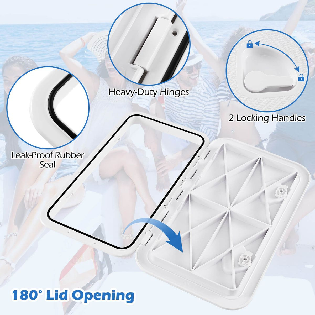 24" x 14" Boat Deck Access Hatch with 180° Lid Hinge  product image