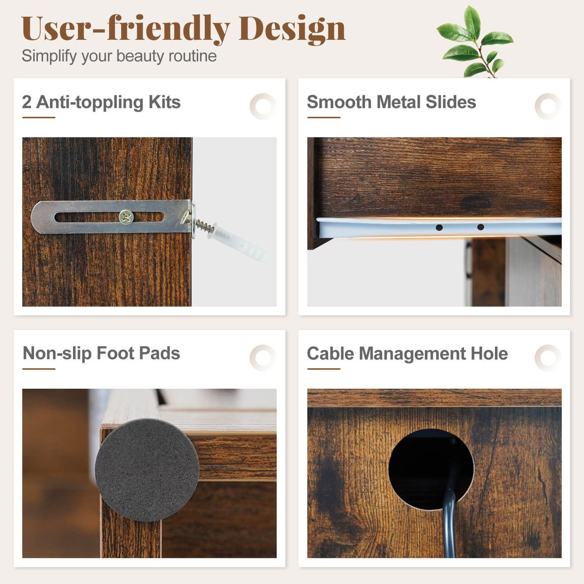 Vanity Makeup Table with Large Mirror and 3-Color Adjustable Lights product image