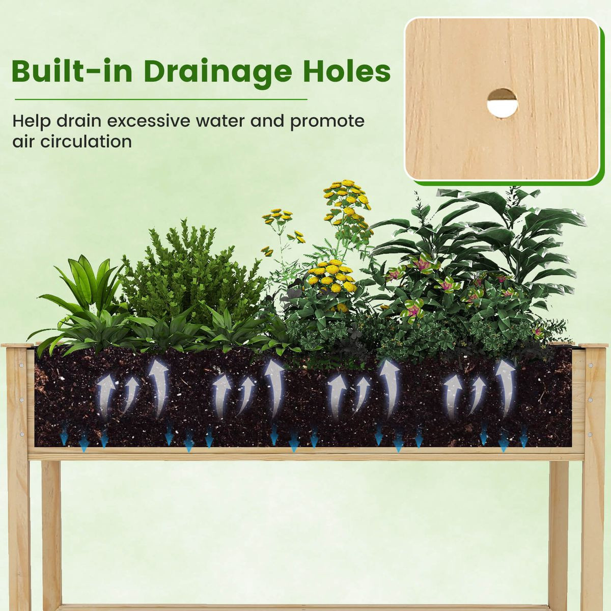 Wooden Raised Garden Bed with Lockable Wheels product image