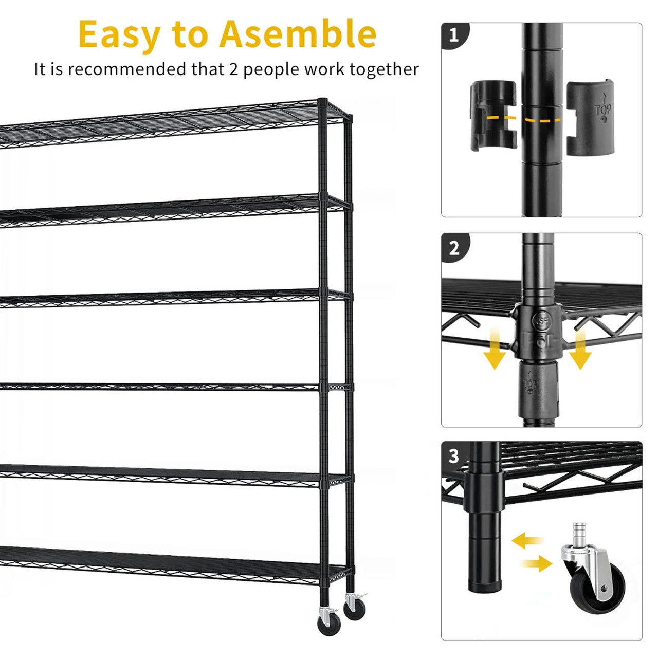 6-Tier Steel Shelving Unit with Wheels product image