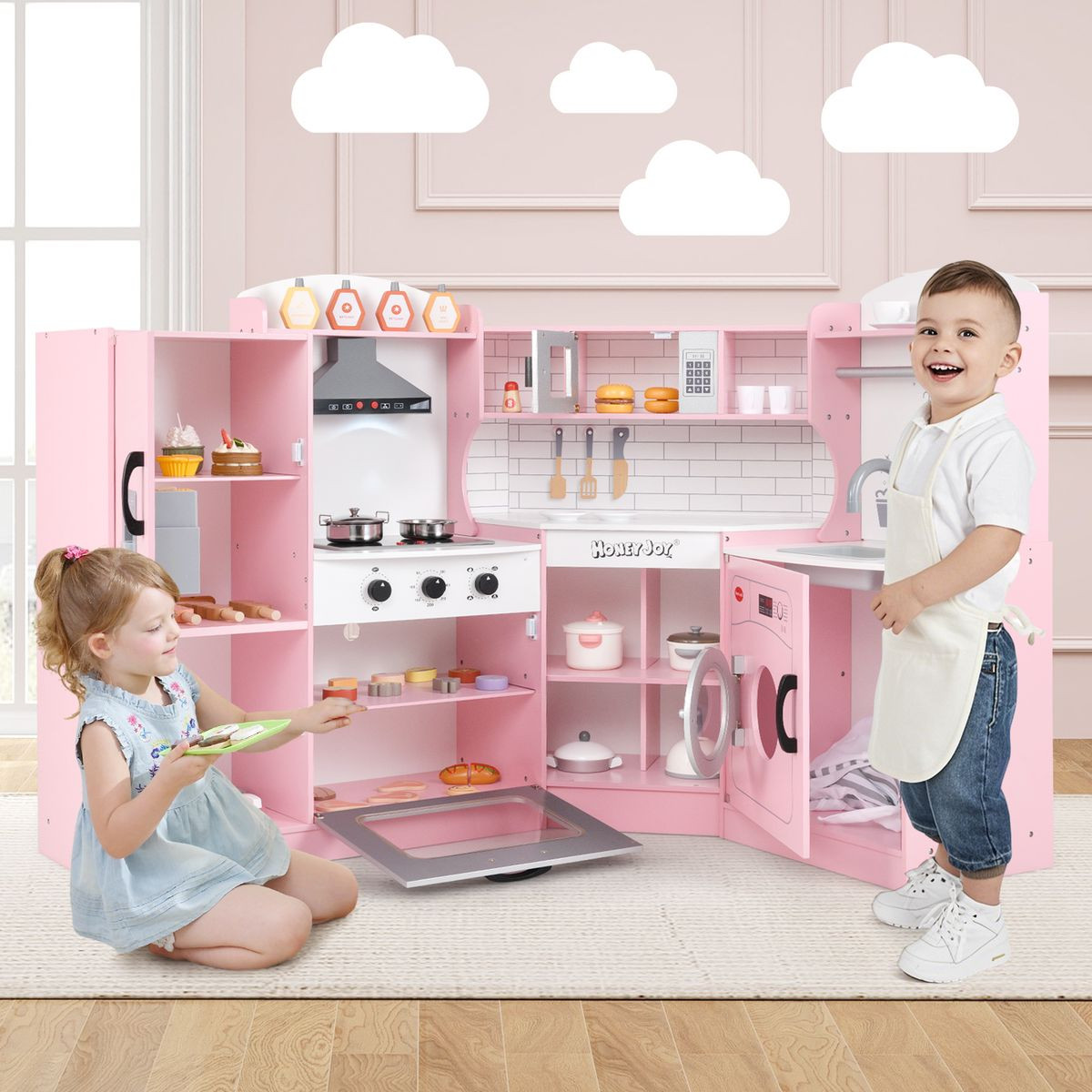 Wooden Corner Kitchen Playset with Storage Space product image