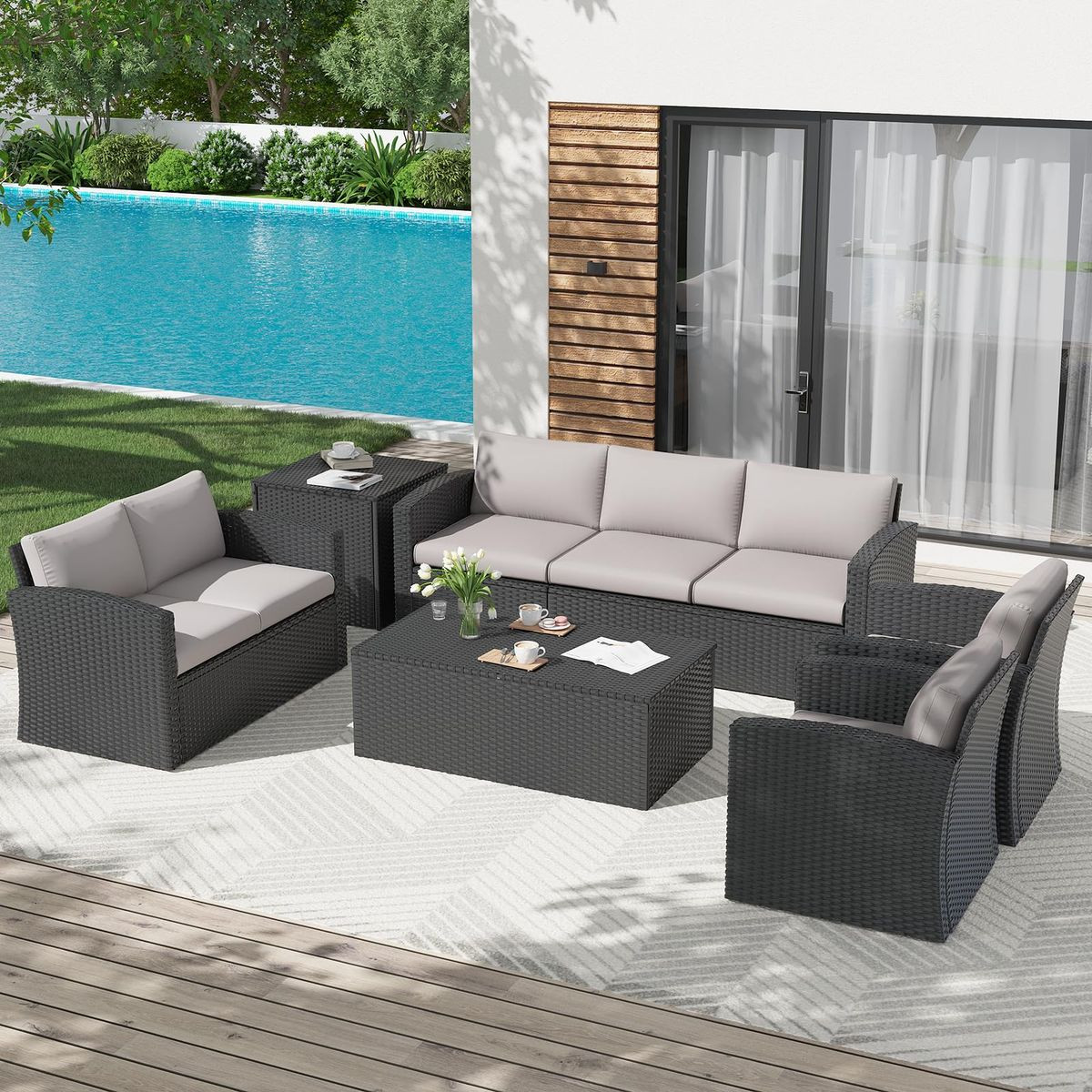 7-Piece Outdoor Patio Furniture Set with Storage Boxes product image