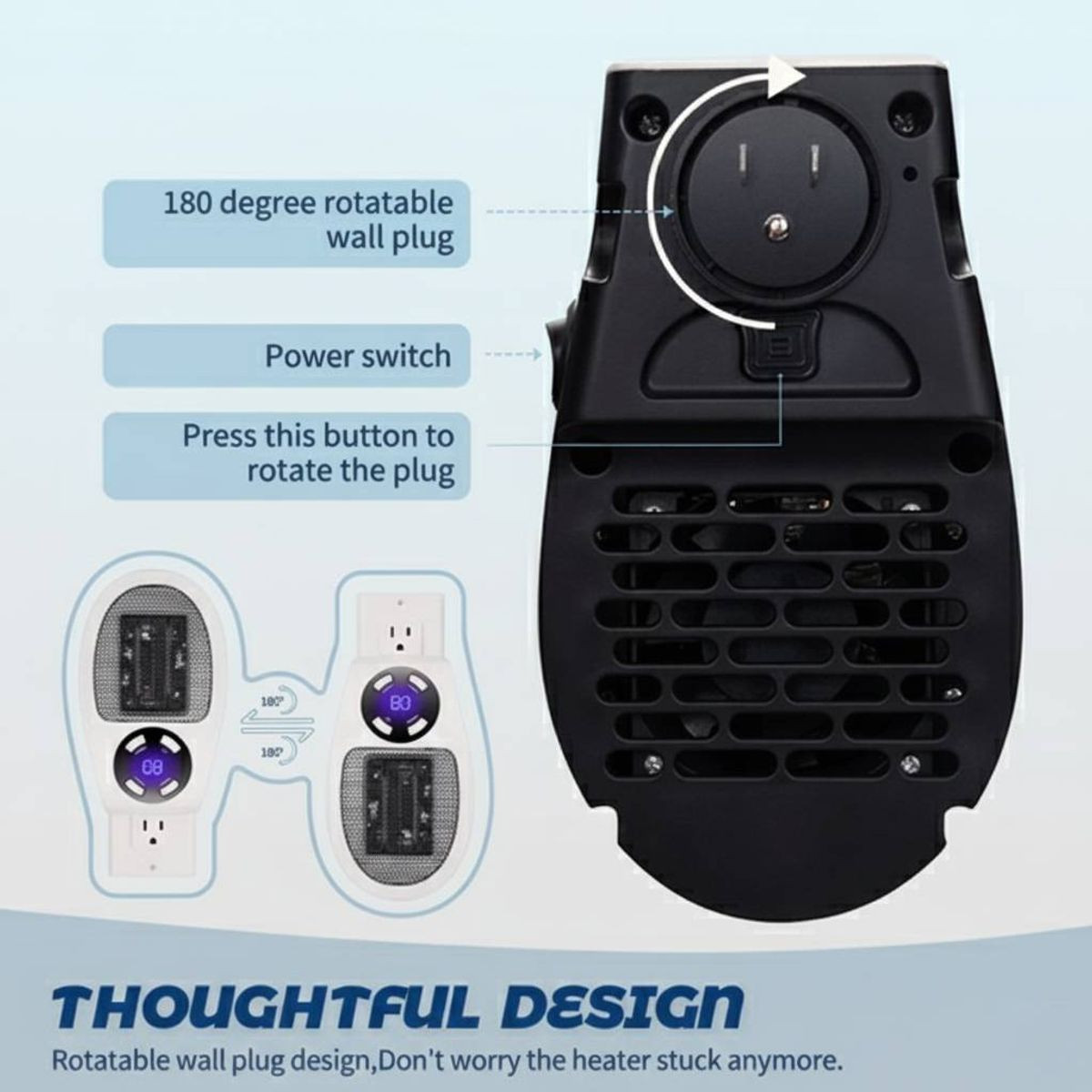 500W Portable Wall Outlet Space Heater product image