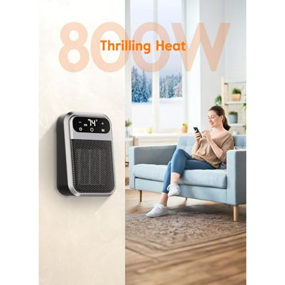 Givebest 800W Wall Outlet Space Heater with Remote product image