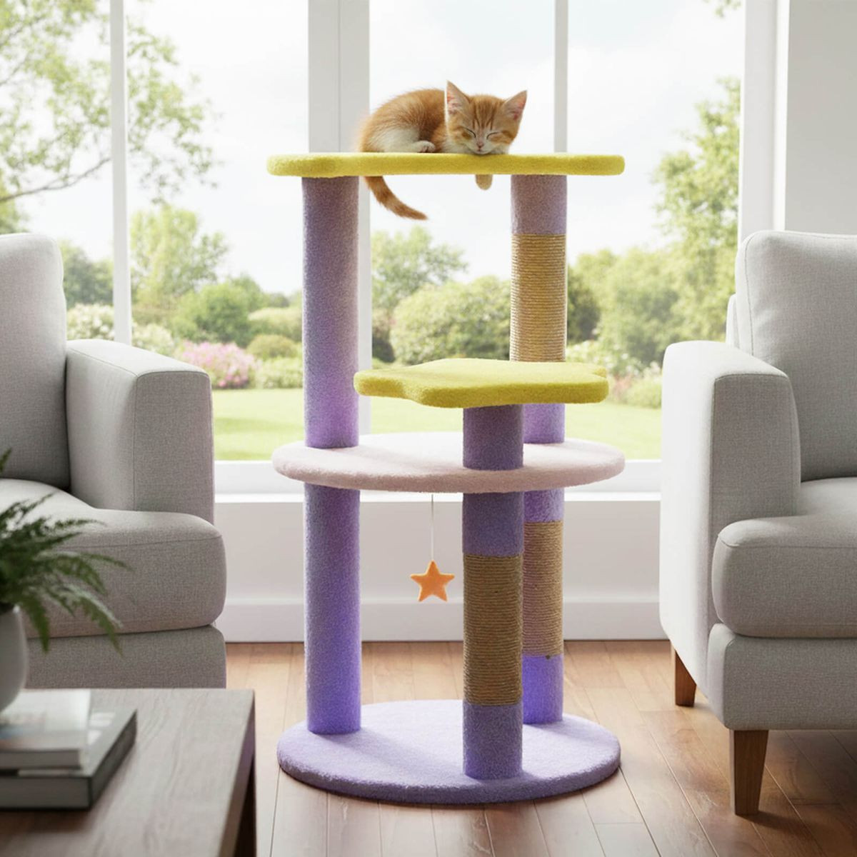29” Cat Tree with Star and Moon Shaped Platforms product image