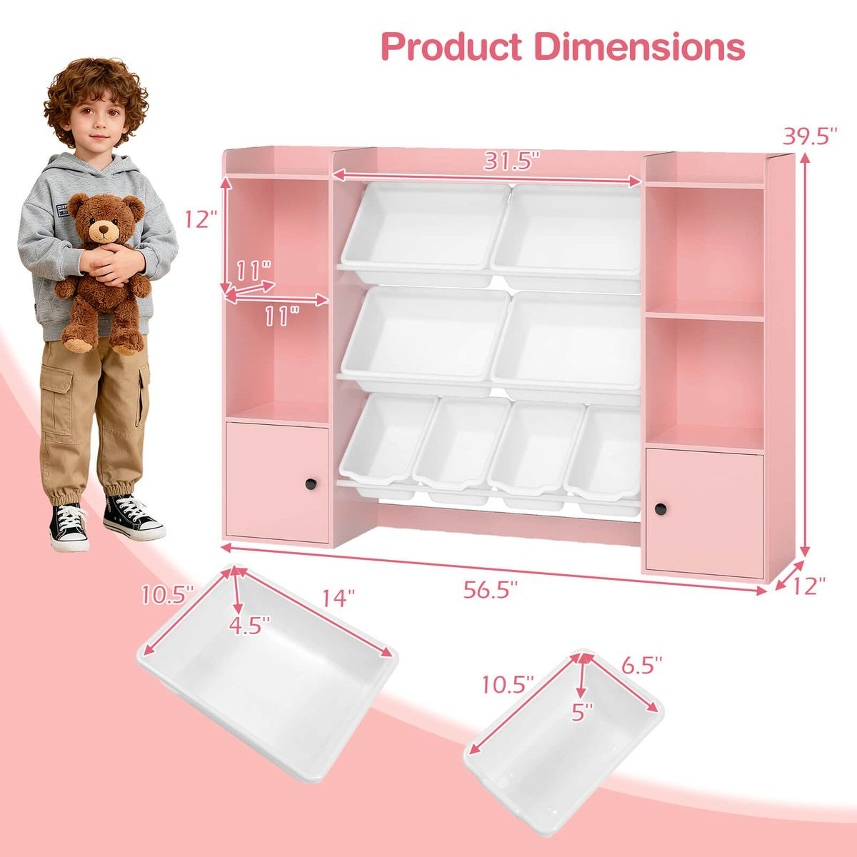 Kids Toy Storage and Bookshelf with 8 Bins product image