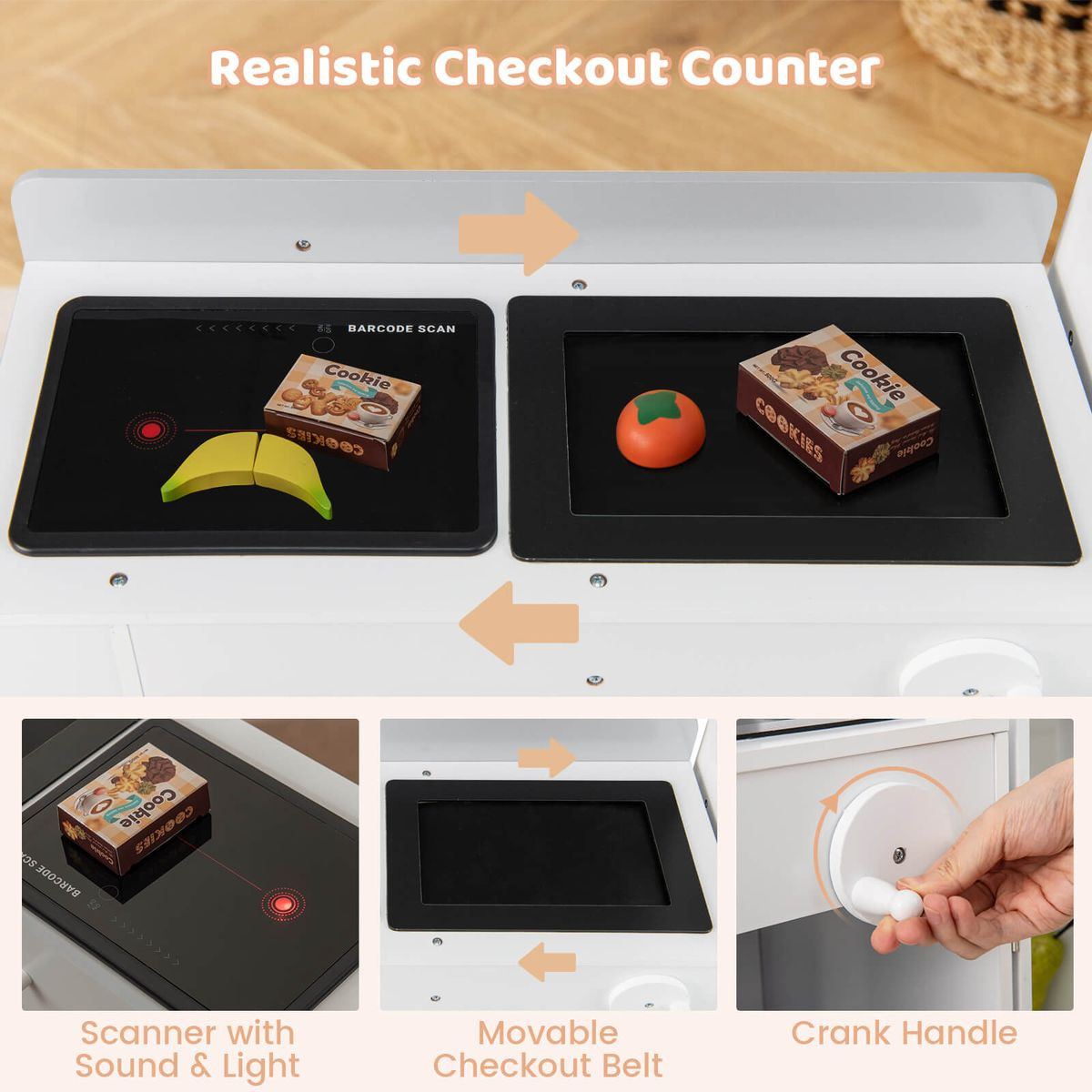 Kids Grocery Store Playset With Shopping Cart And Chalkboard product image