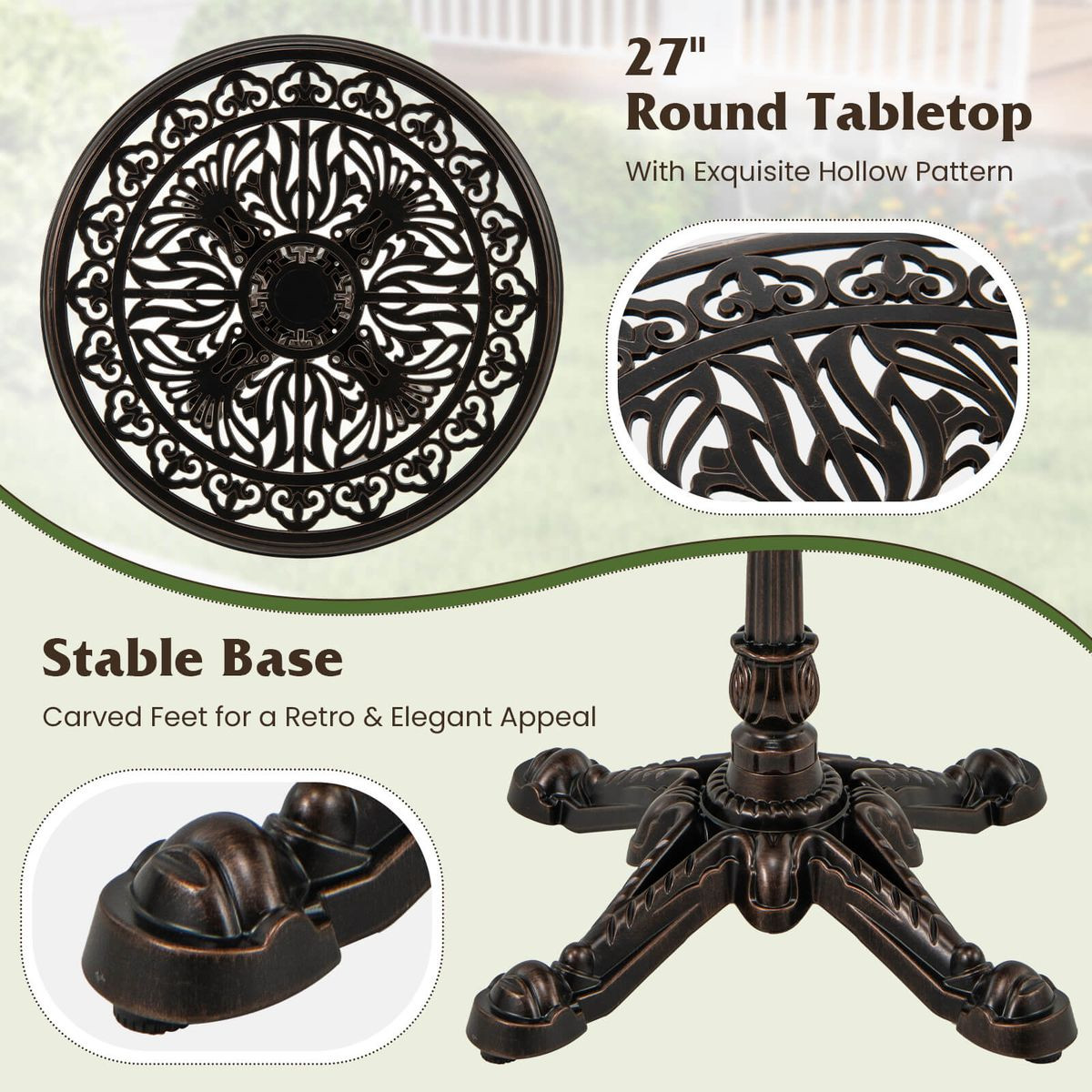 27” Round Cast Aluminum Patio Bistro Table  product image