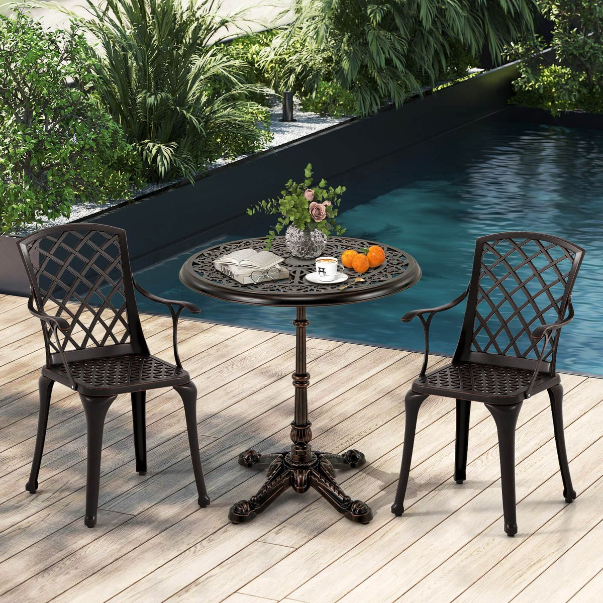 27” Round Cast Aluminum Patio Bistro Table  product image