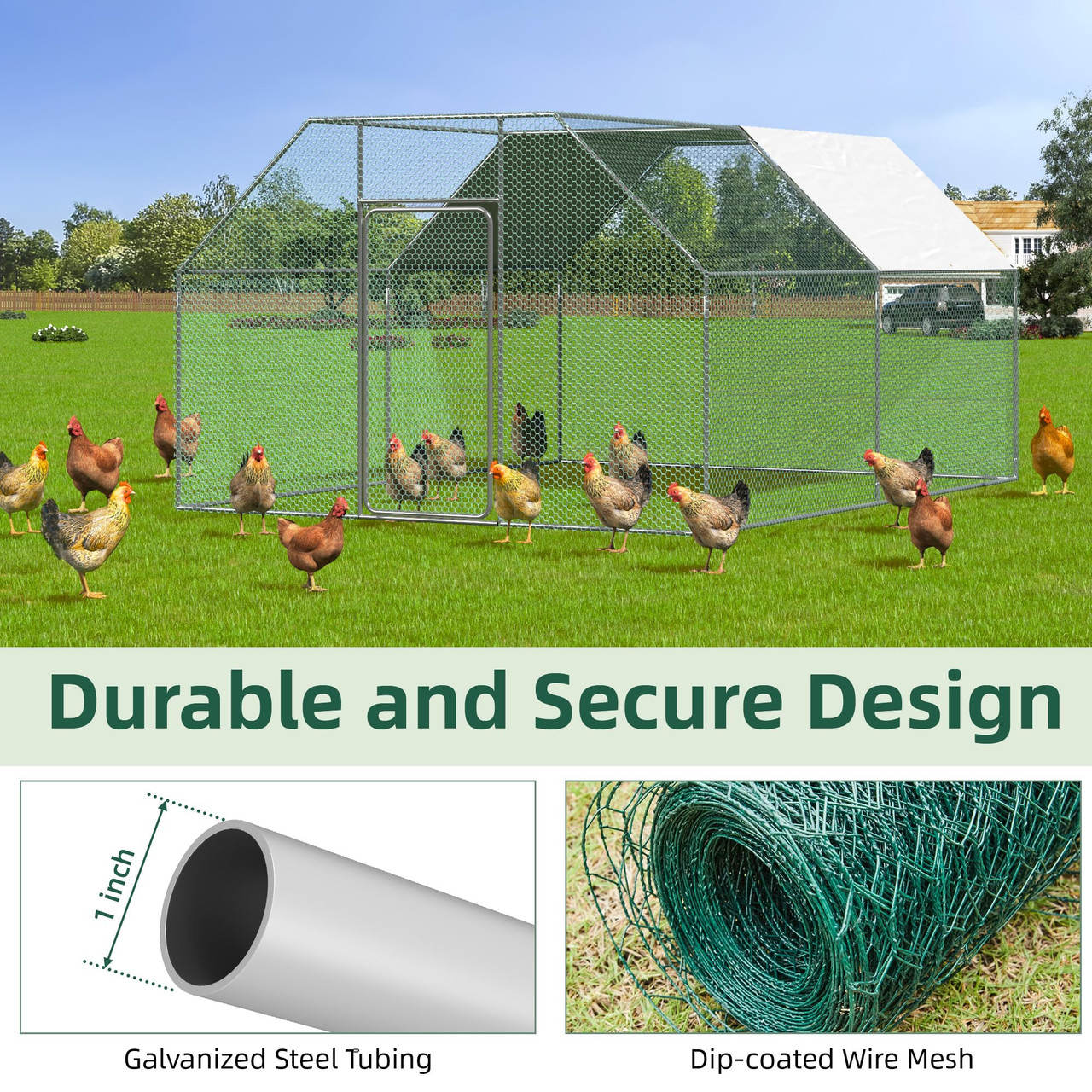 Large Metal Chicken Coop Run with Cover product image