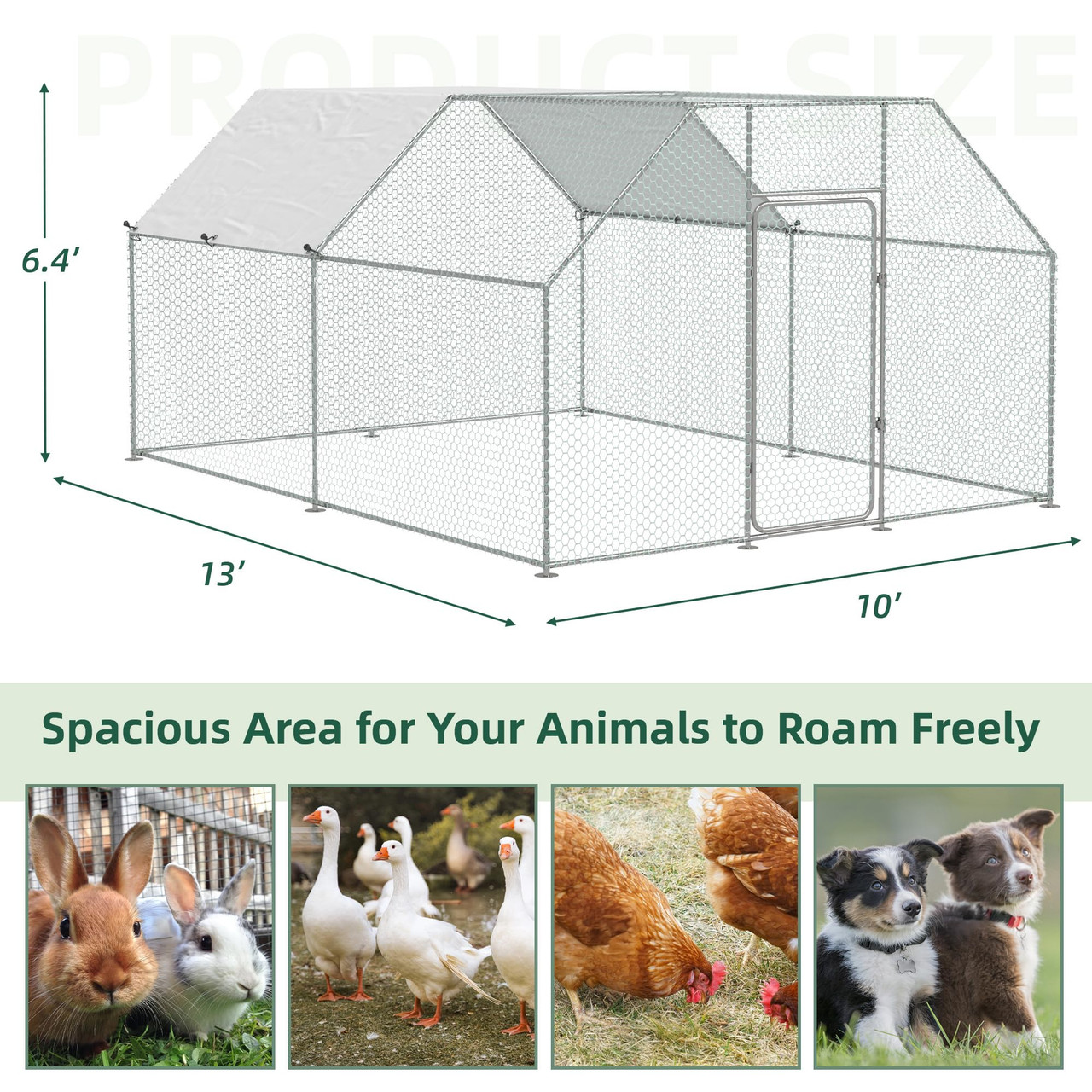 Large Metal Chicken Coop Run with Cover product image