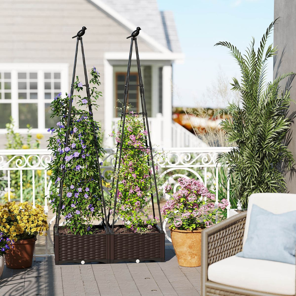 Raised Garden Bed with Plant Box and Obelisk Trellis product image