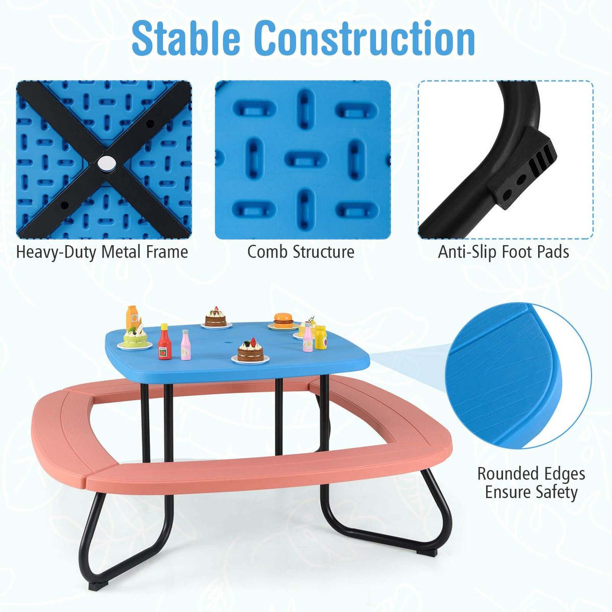 Kids Outdoor Picnic Table with Adjustable and Foldable Umbrella product image