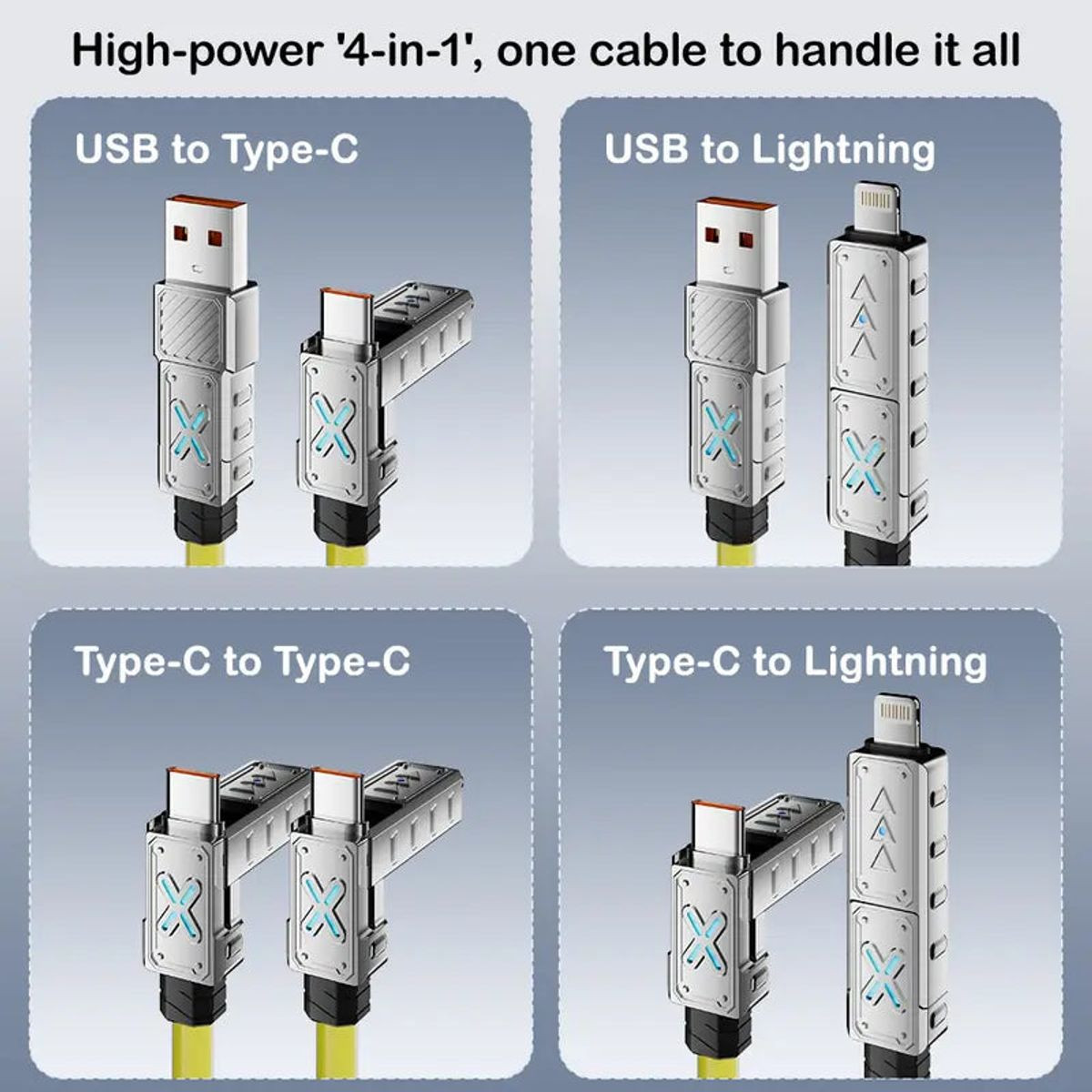 4-in-1 Multi USB Car 240W Fast Charging Cord (1- or 2-Pack) product image