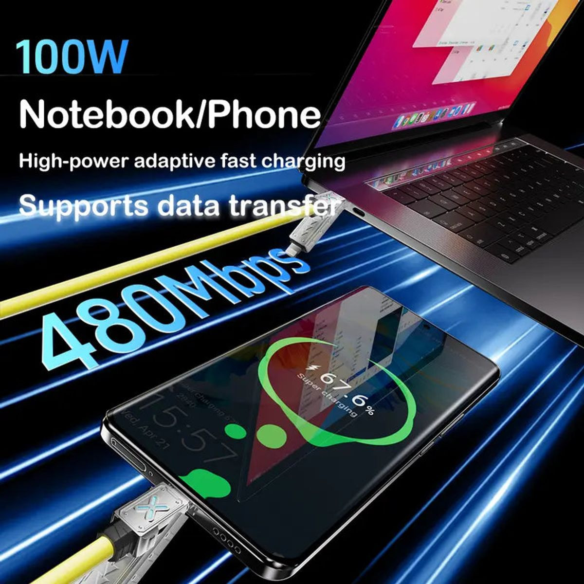 4-in-1 Multi USB Car 240W Fast Charging Cord (1- or 2-Pack) product image