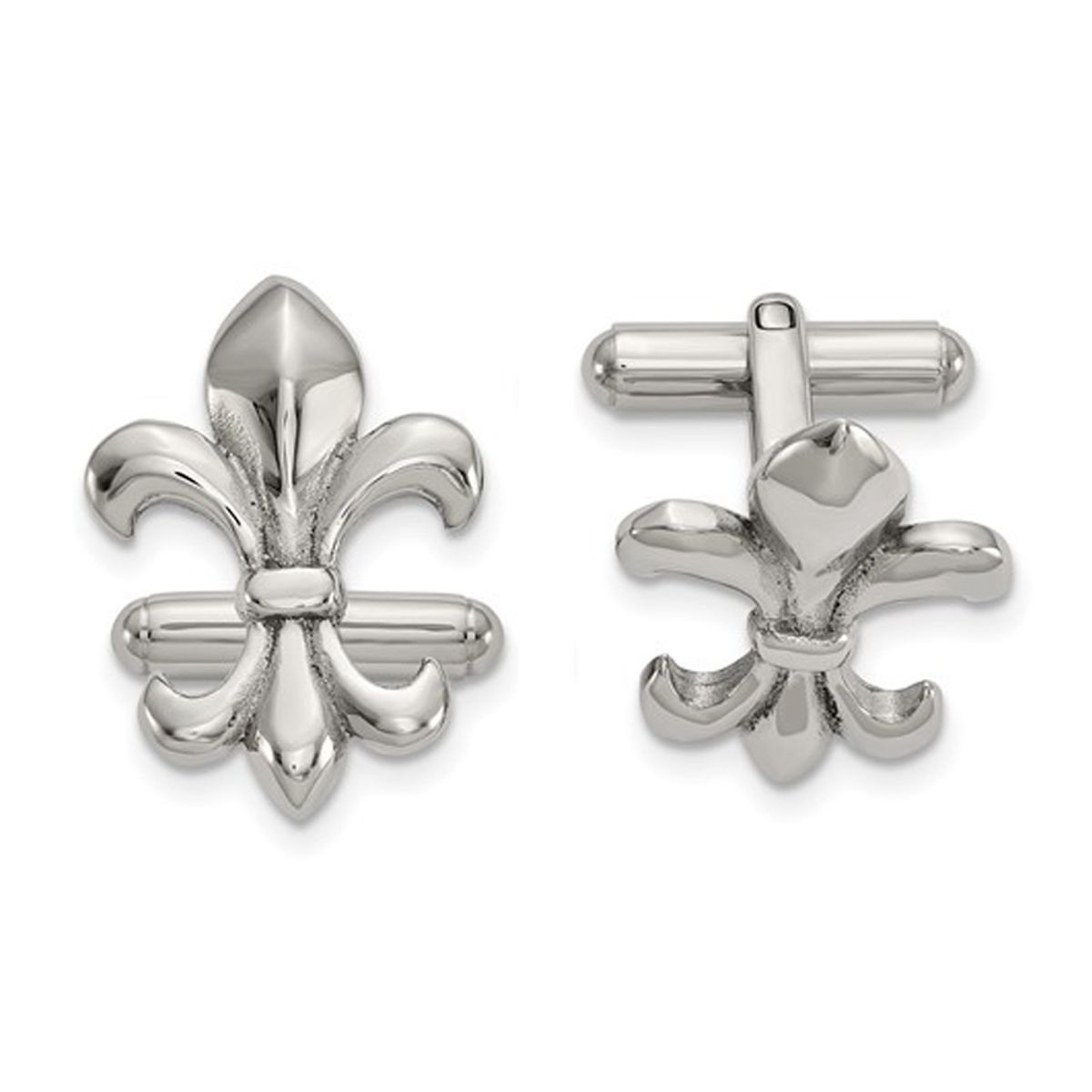 Mens Fleur De Lys Polished Cuff Links in Stainless Steel product image