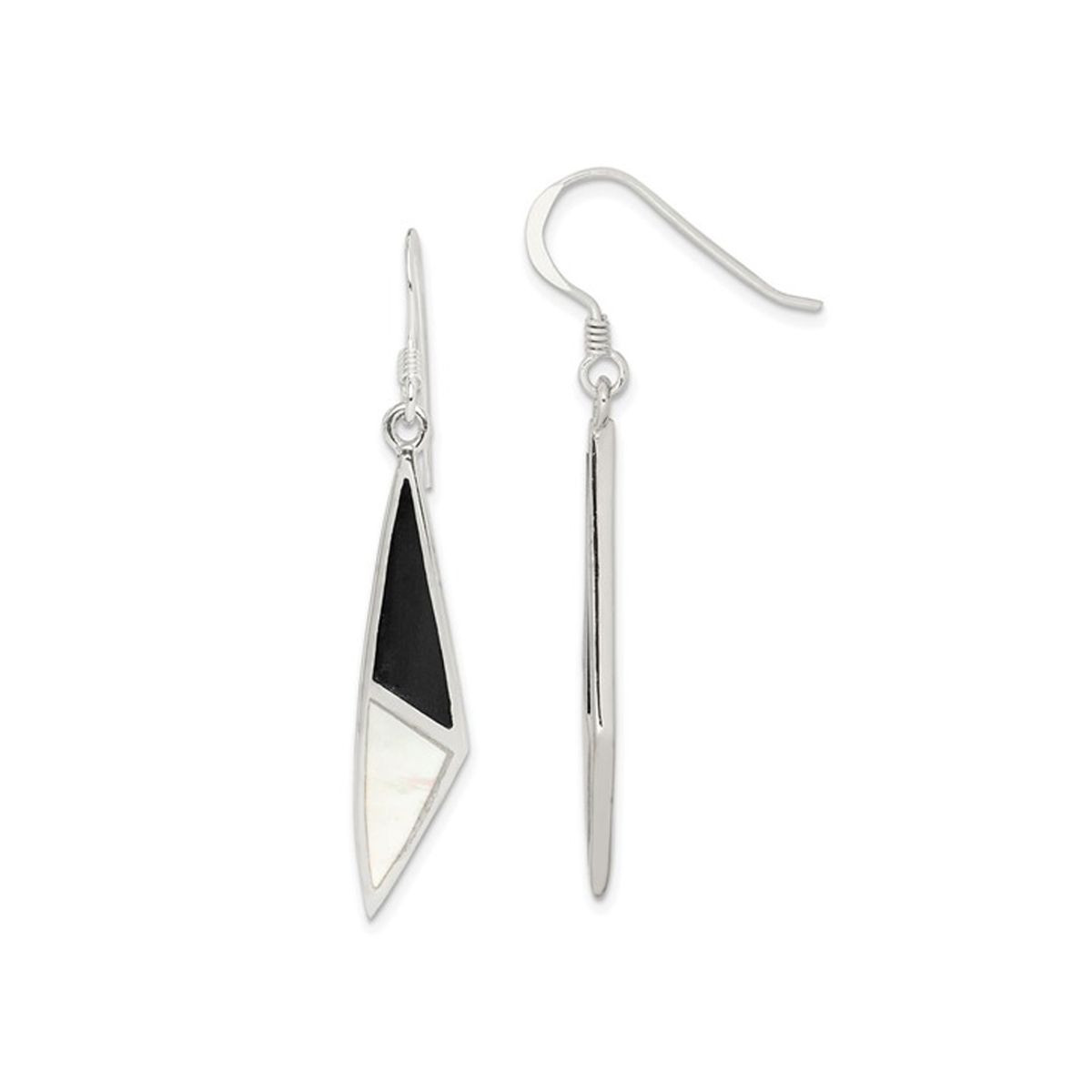 Onyx and Mother of Pearl Dangle Earrings in Sterling Silver product image