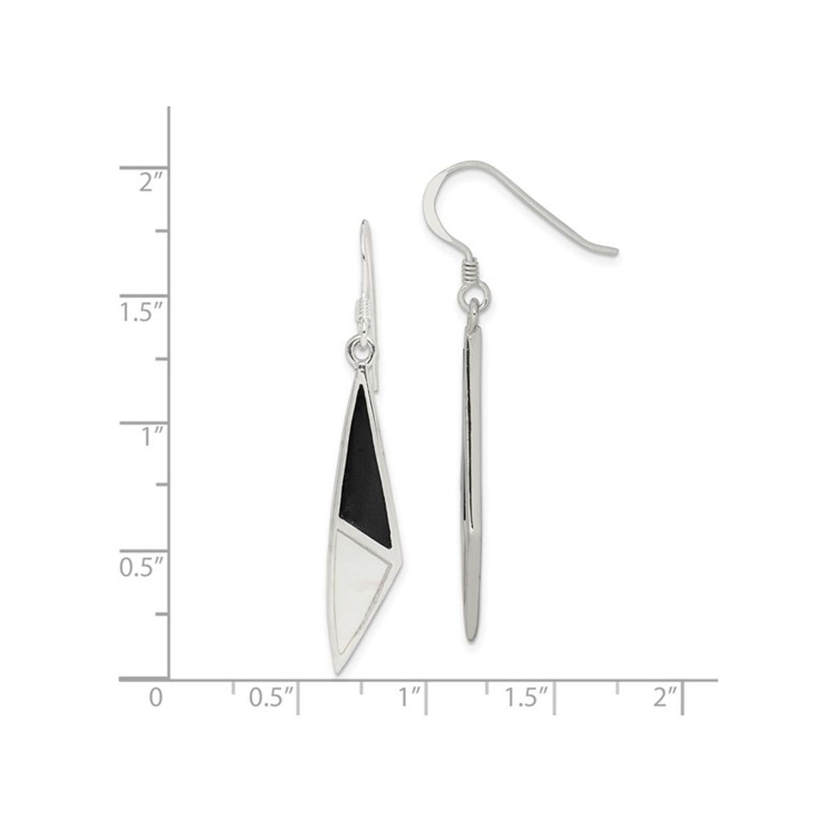 Onyx and Mother of Pearl Dangle Earrings in Sterling Silver product image