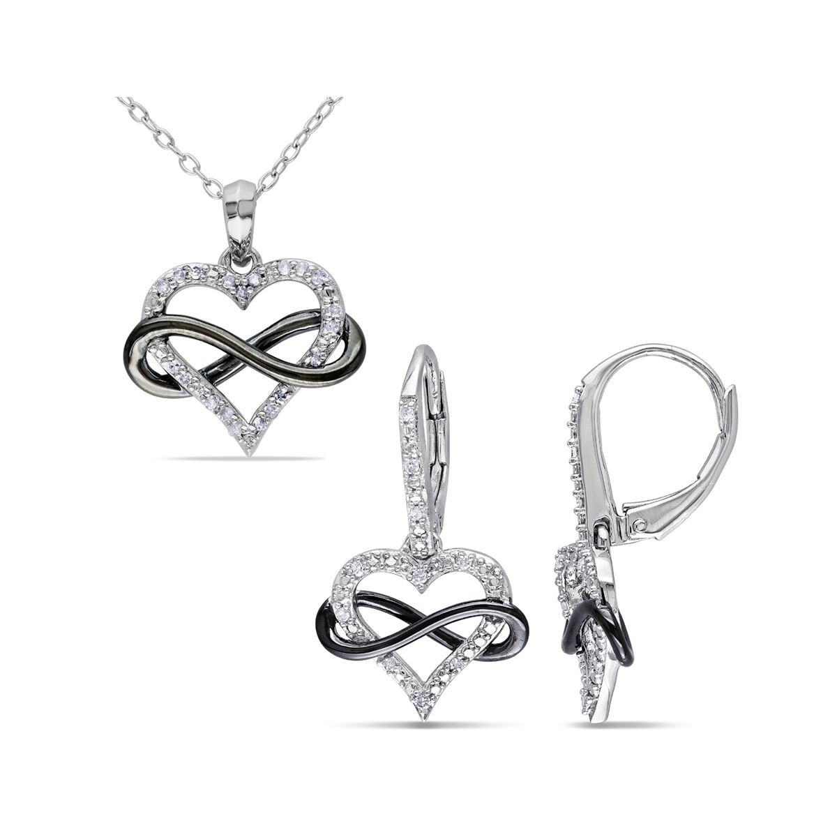 1/6 Carat (ctw) Diamond Infinity Heart Earrings and Pendant Set product image