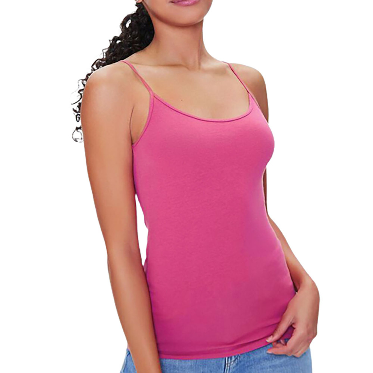 Women's Seamless Cami Nylon Spaghetti Adjustable Straps Soft Stretch Tank  Top