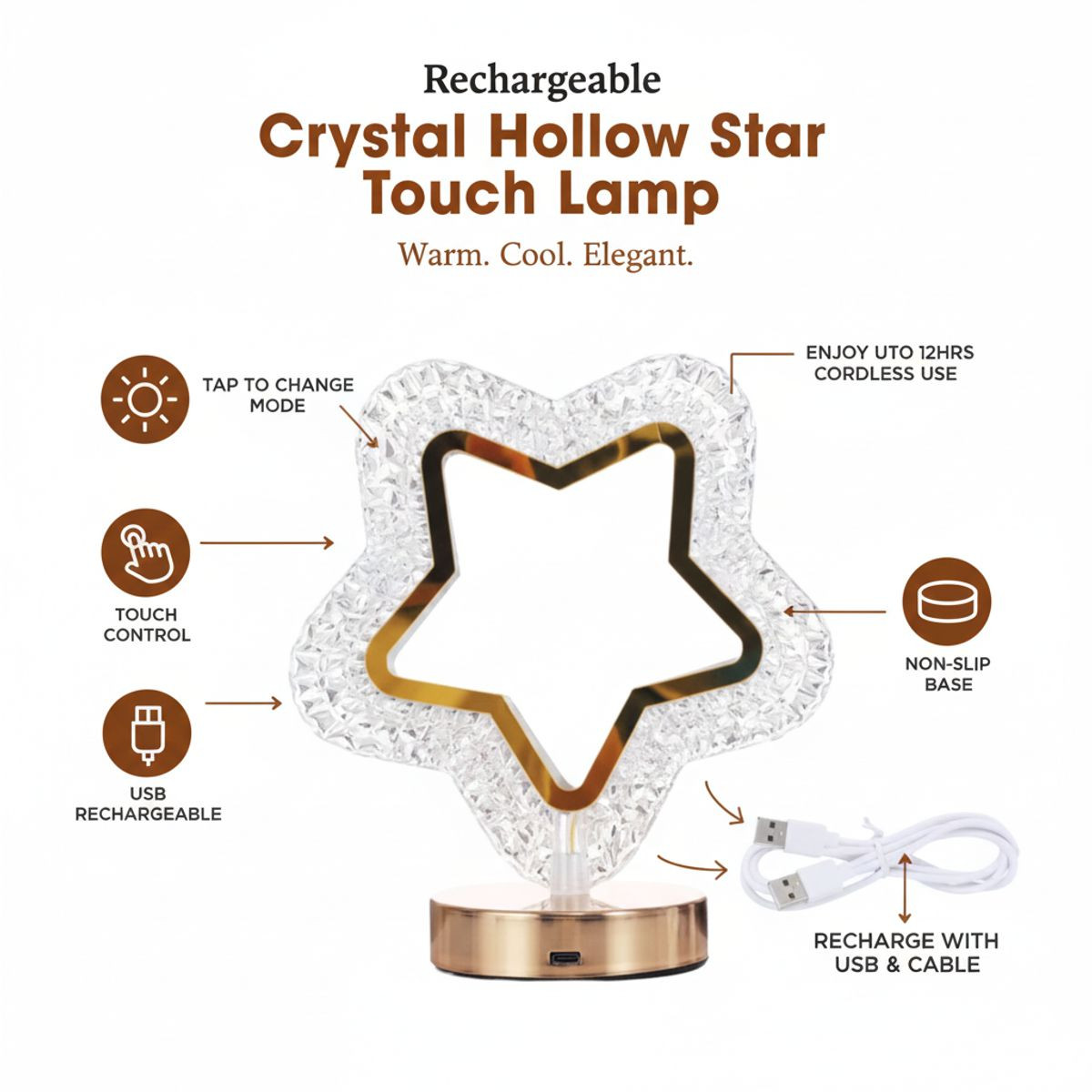 Rechargeable LED Acrylic Crystal Touch Light Lamp product image