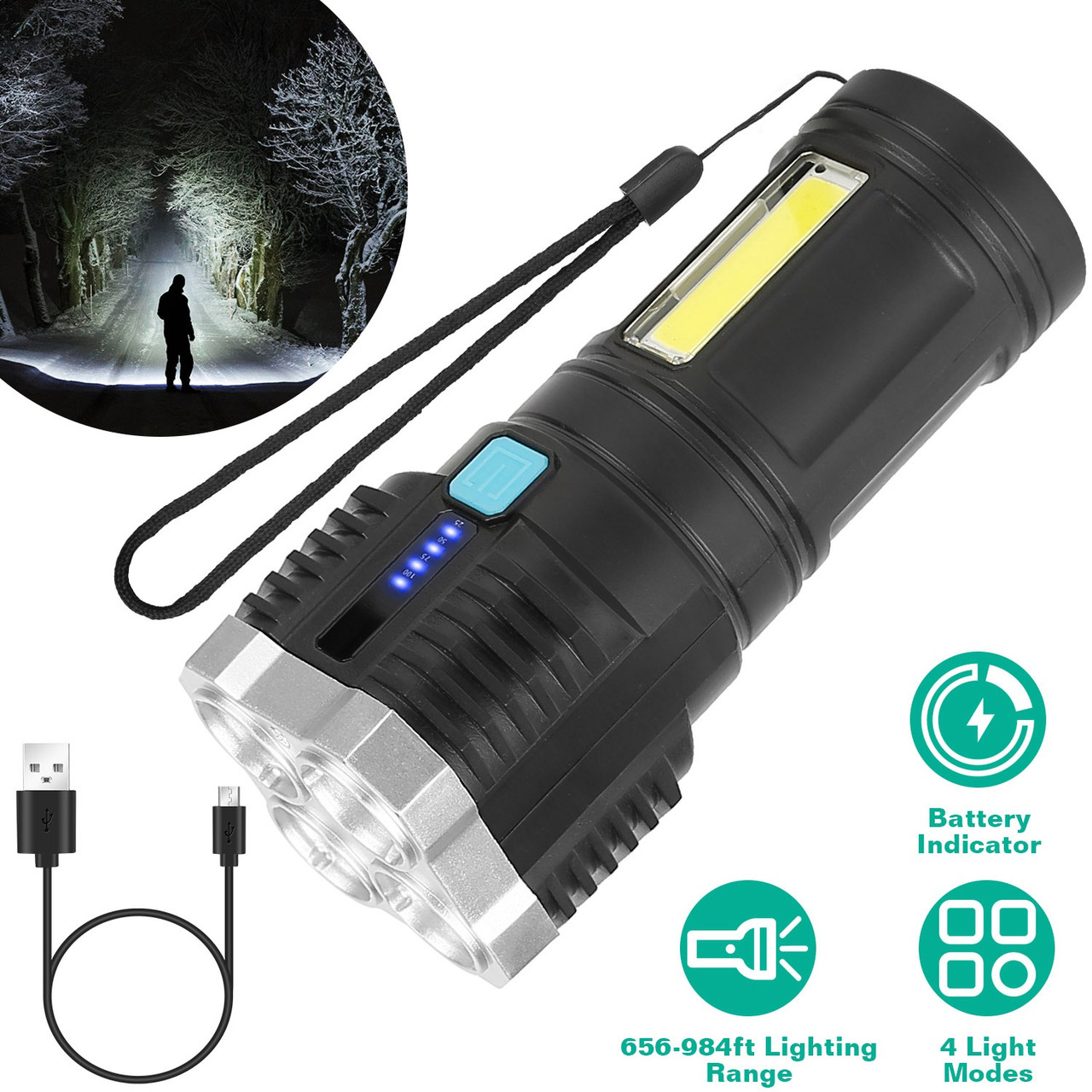 Quad-LED Rechargeable Flashlight by LakeForest® product image