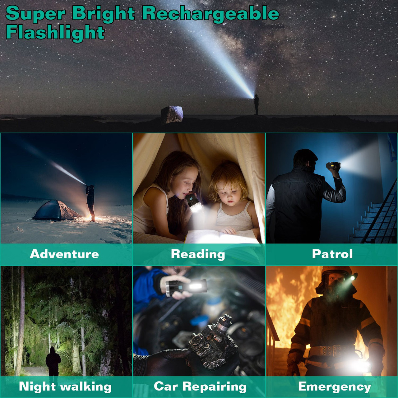 Quad-LED Rechargeable Flashlight by LakeForest® product image