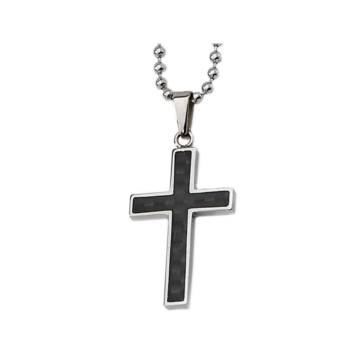 Men's Black Carbon Fiber Cross Necklace With Chain product image