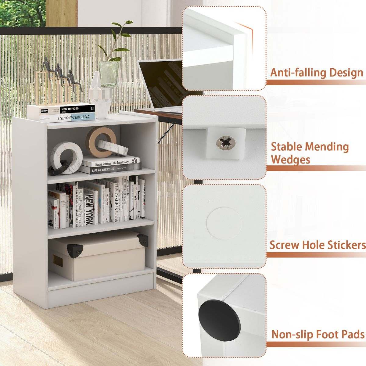 3-Tier Multipurpose Cabinet with Adjustable Shelves product image