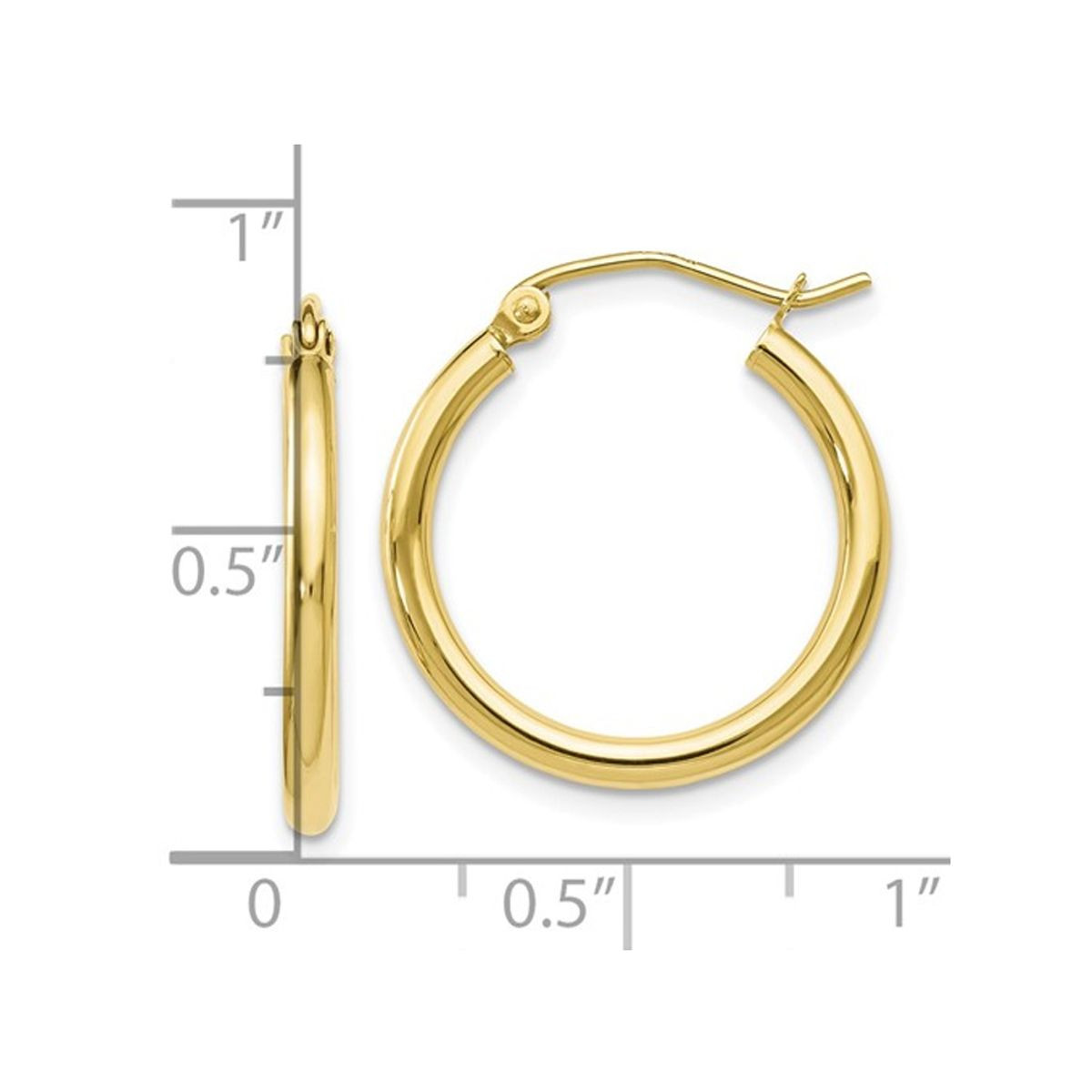 10K Yellow Gold Polished Hoop Earrings - 4/5 Inches (2mm) product image