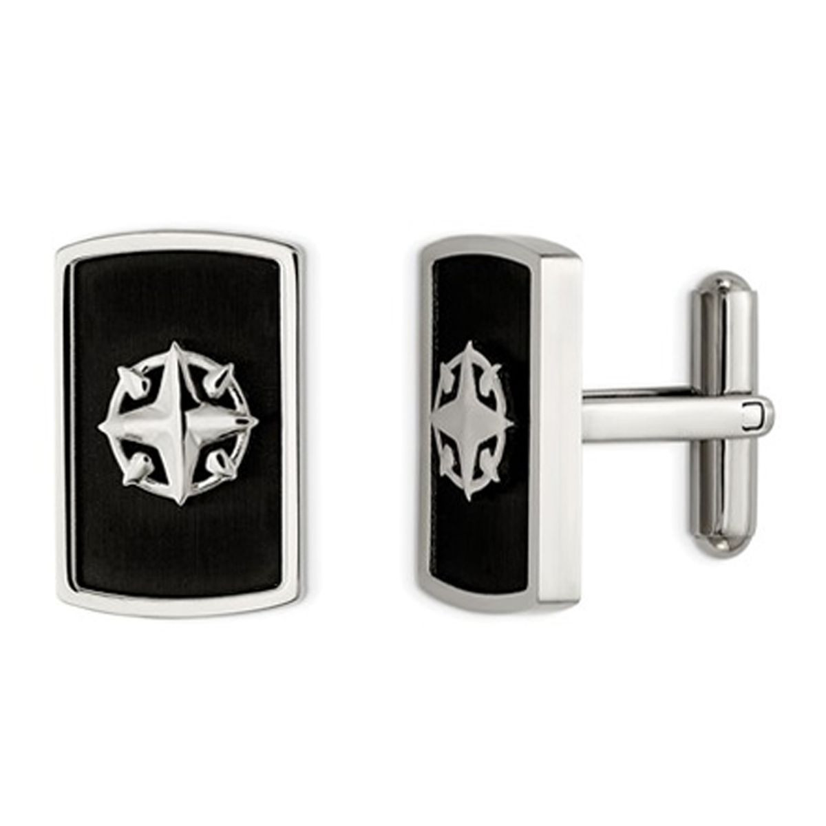 Stainless Steel Polished Black Plated Compass Cuff Links product image