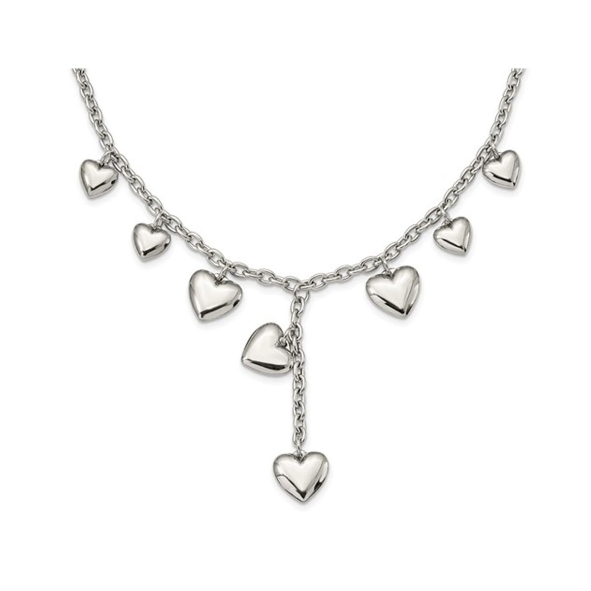 Stainless Steel Polished 18" Hearts Necklace product image