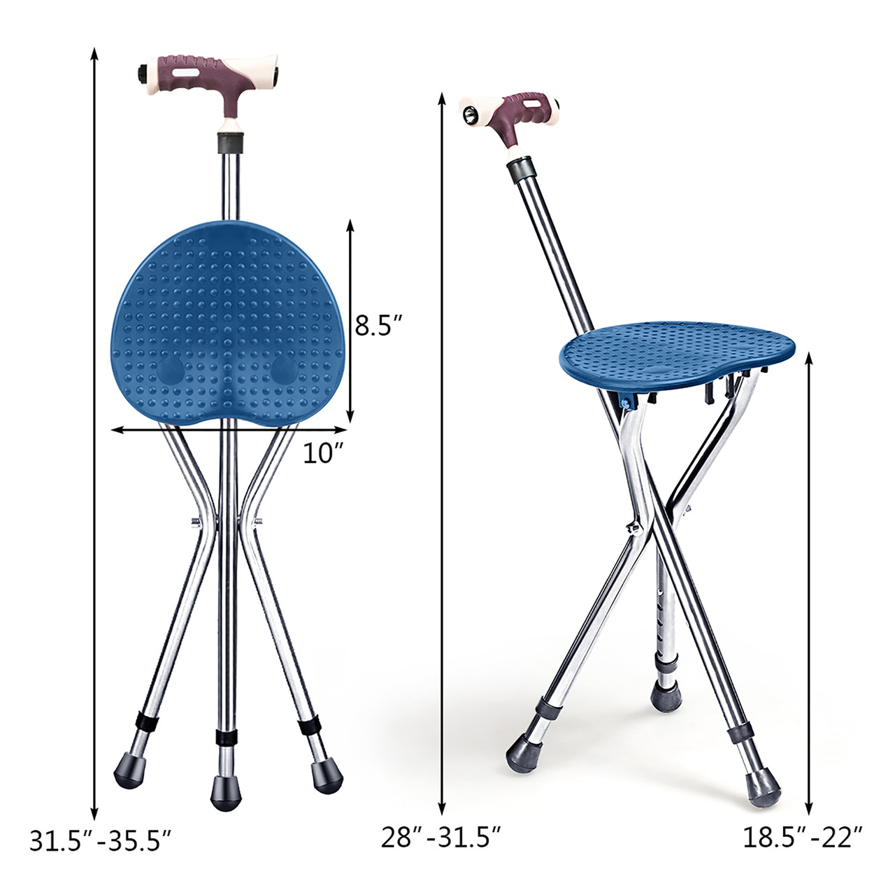 Lightweight Adjustable Folding Cane Seat with Light product image