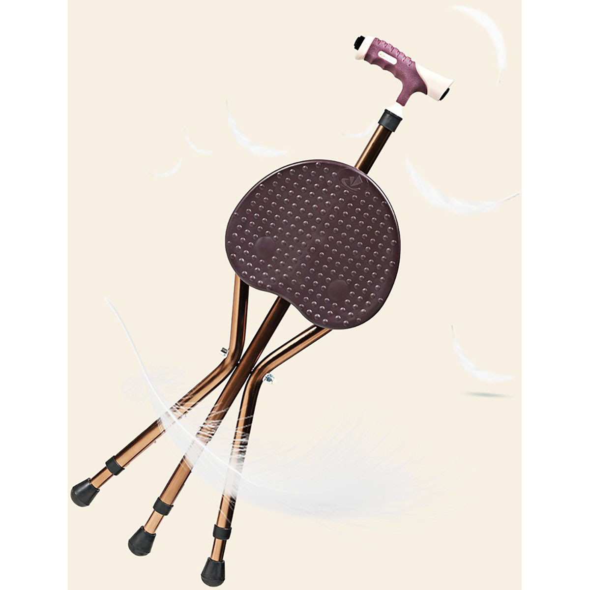 Lightweight Adjustable Folding Cane Seat with Light product image