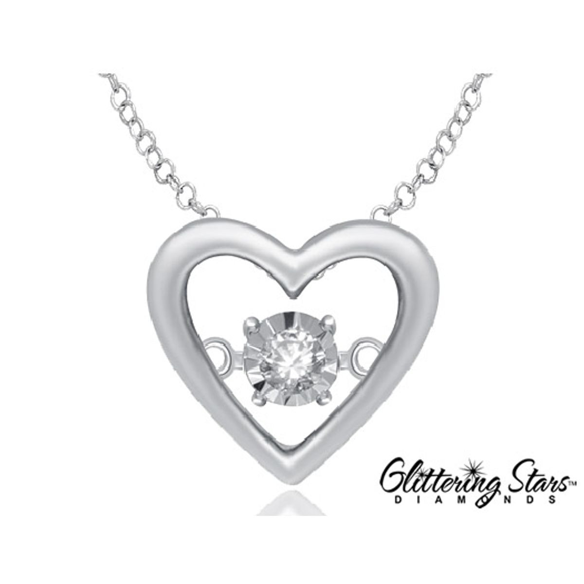 Diamond Heart Pendant Necklace in Sterling Silver product image