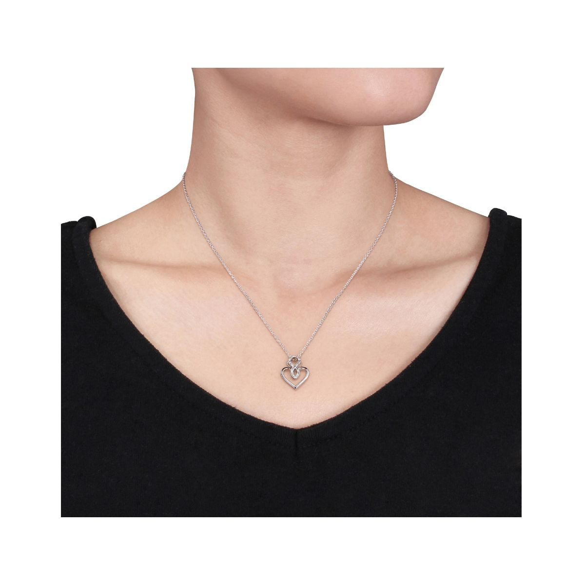 Accent Diamond Heart Pendant Necklace in Sterling Silver product image