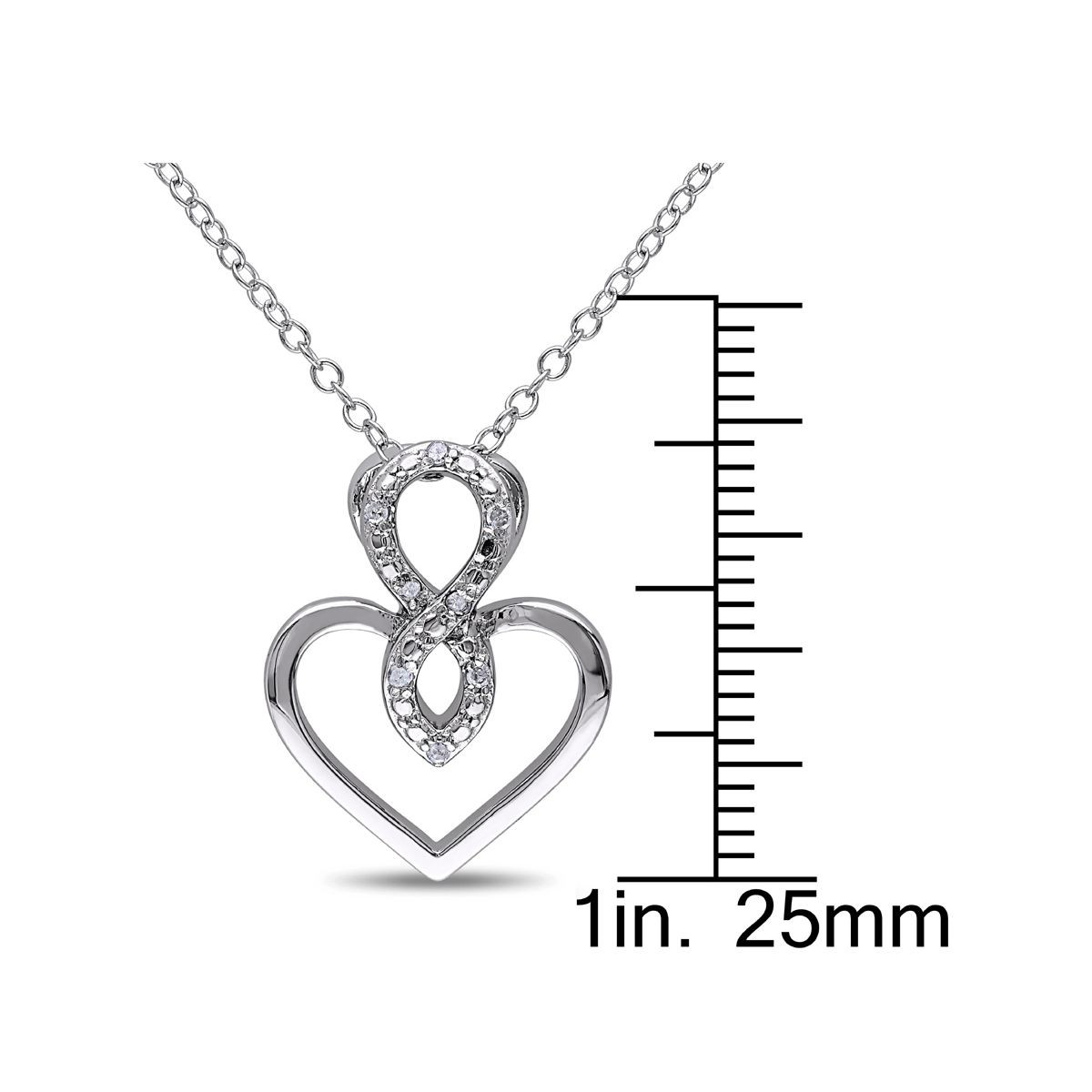 Accent Diamond Heart Pendant Necklace in Sterling Silver product image