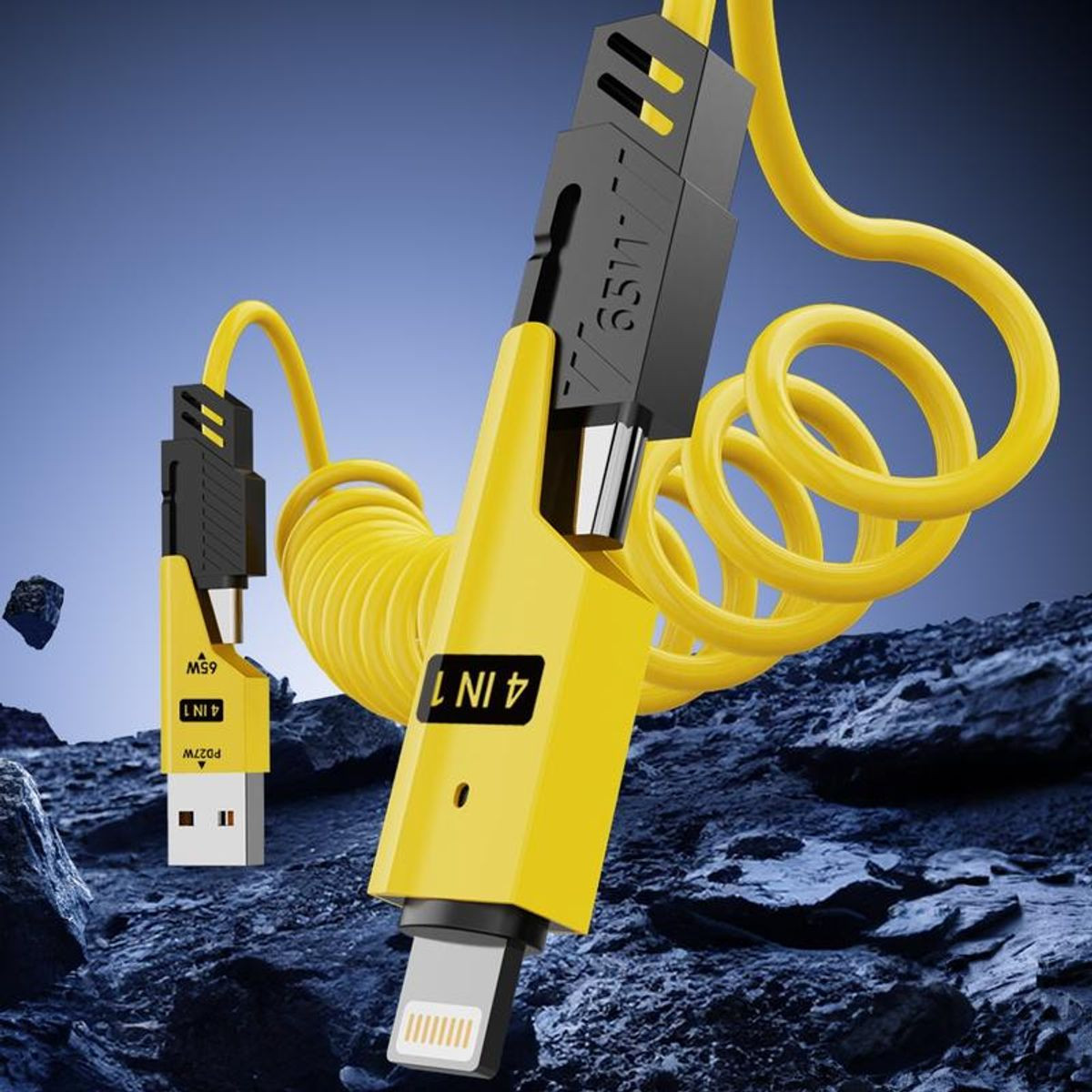 4-in-1 Coiled Universal USB Charger Cable product image