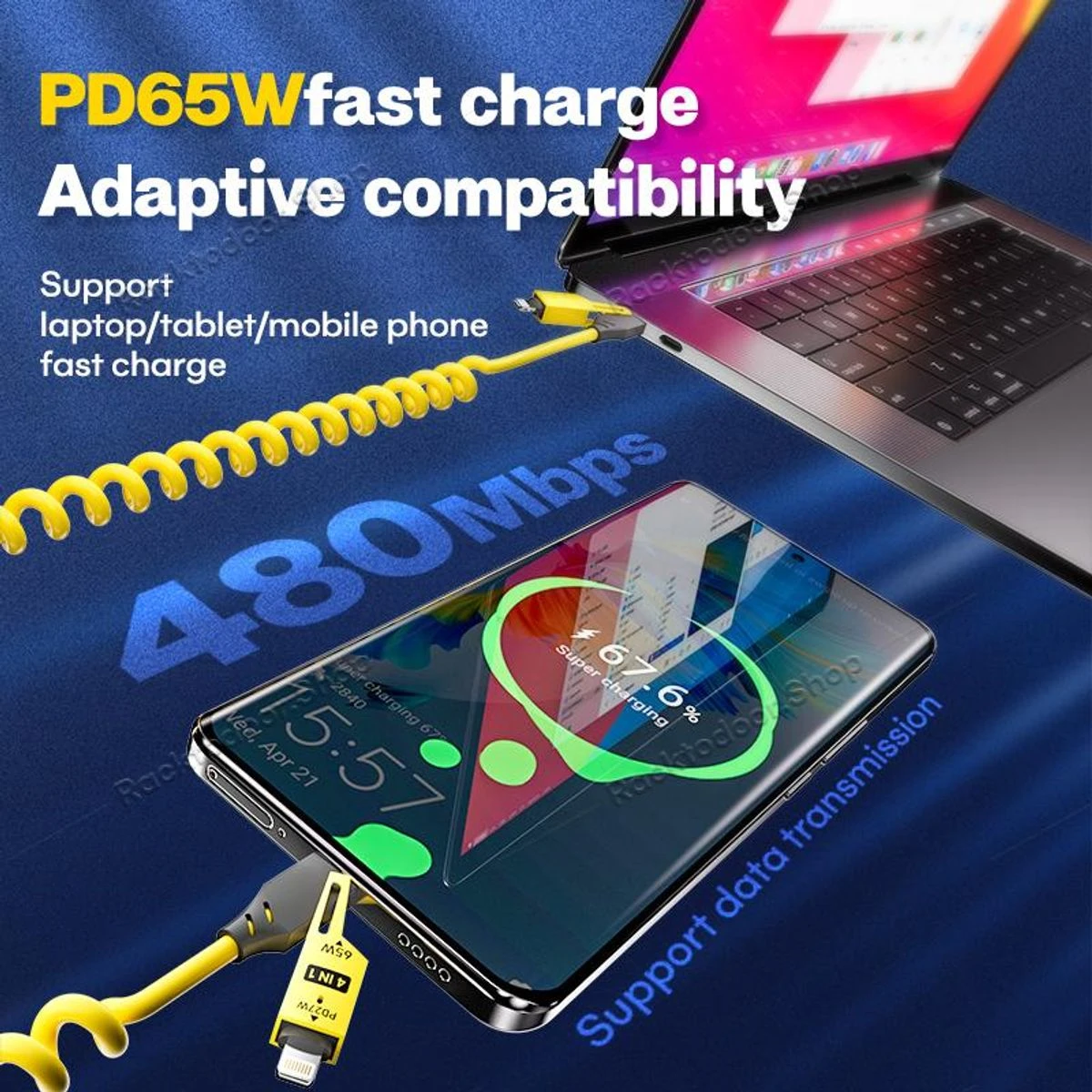 4-in-1 Coiled Universal USB Charger Cable (1- or 2-Pack) product image