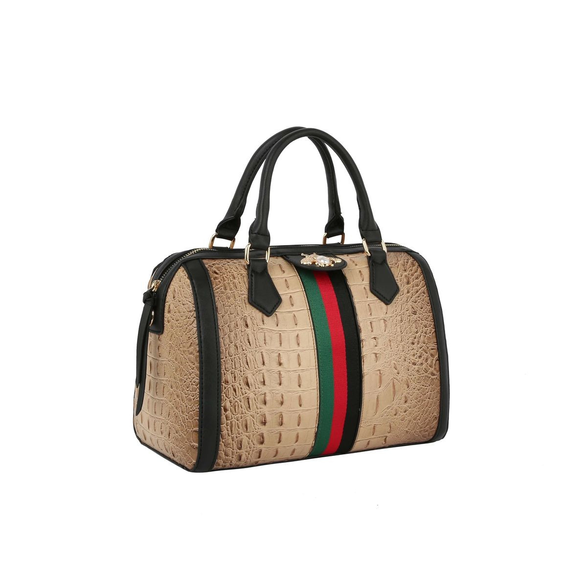 Fashion Croco Satchel with Bee and Stripe product image