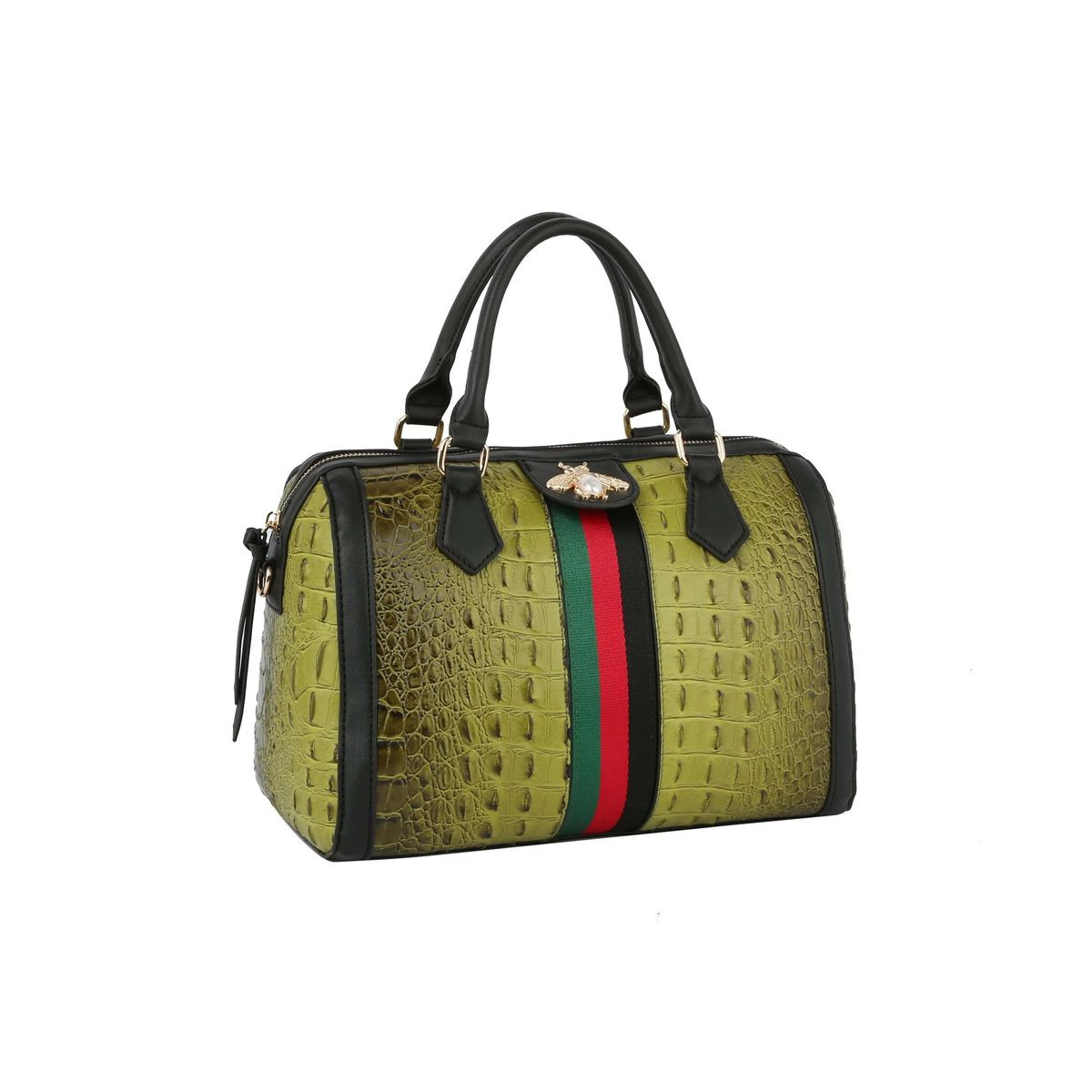 Fashion Croco Satchel with Bee and Stripe product image