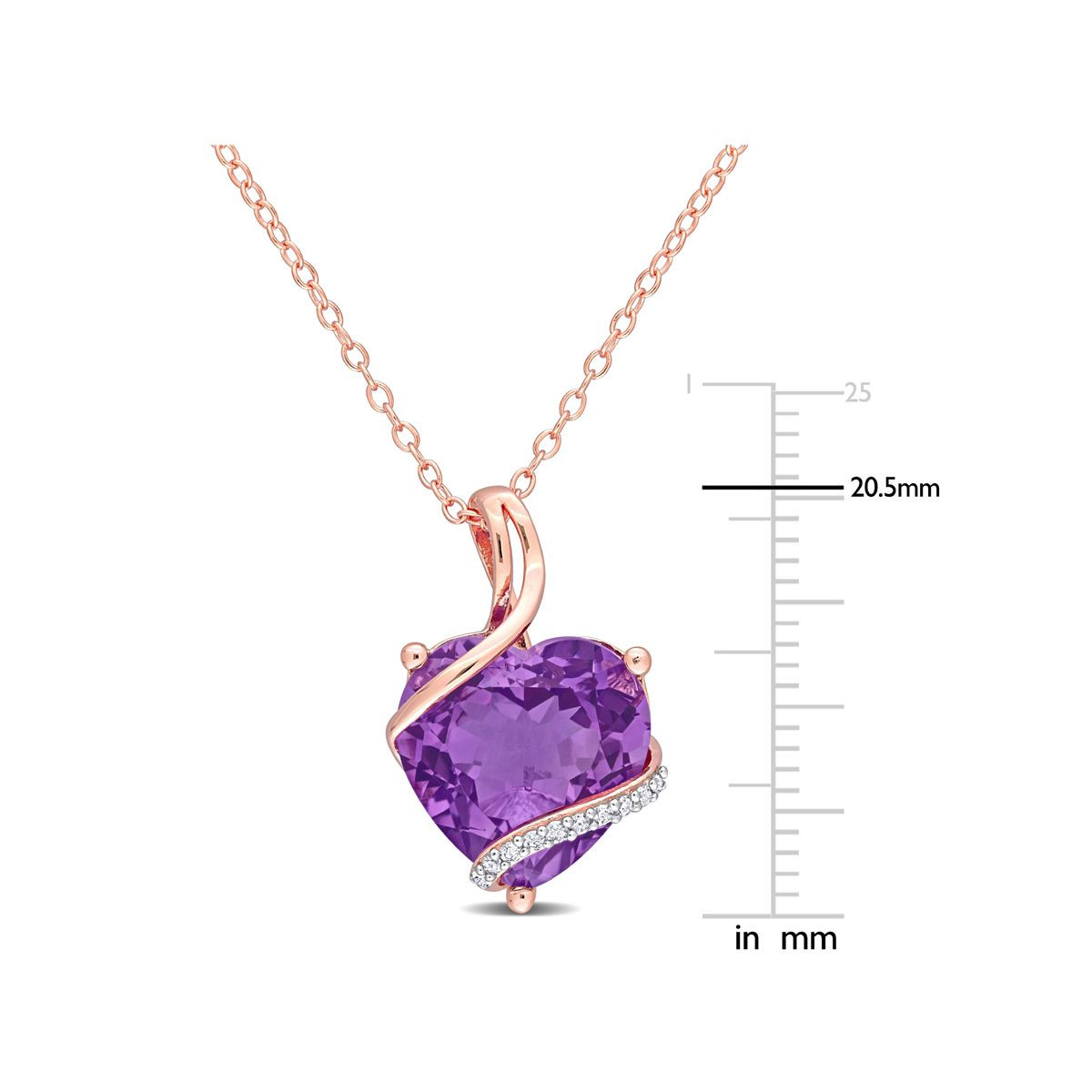 6.50 Carat (ctw) Rose Gold Plated Amethyst Heart Pendant Necklace product image