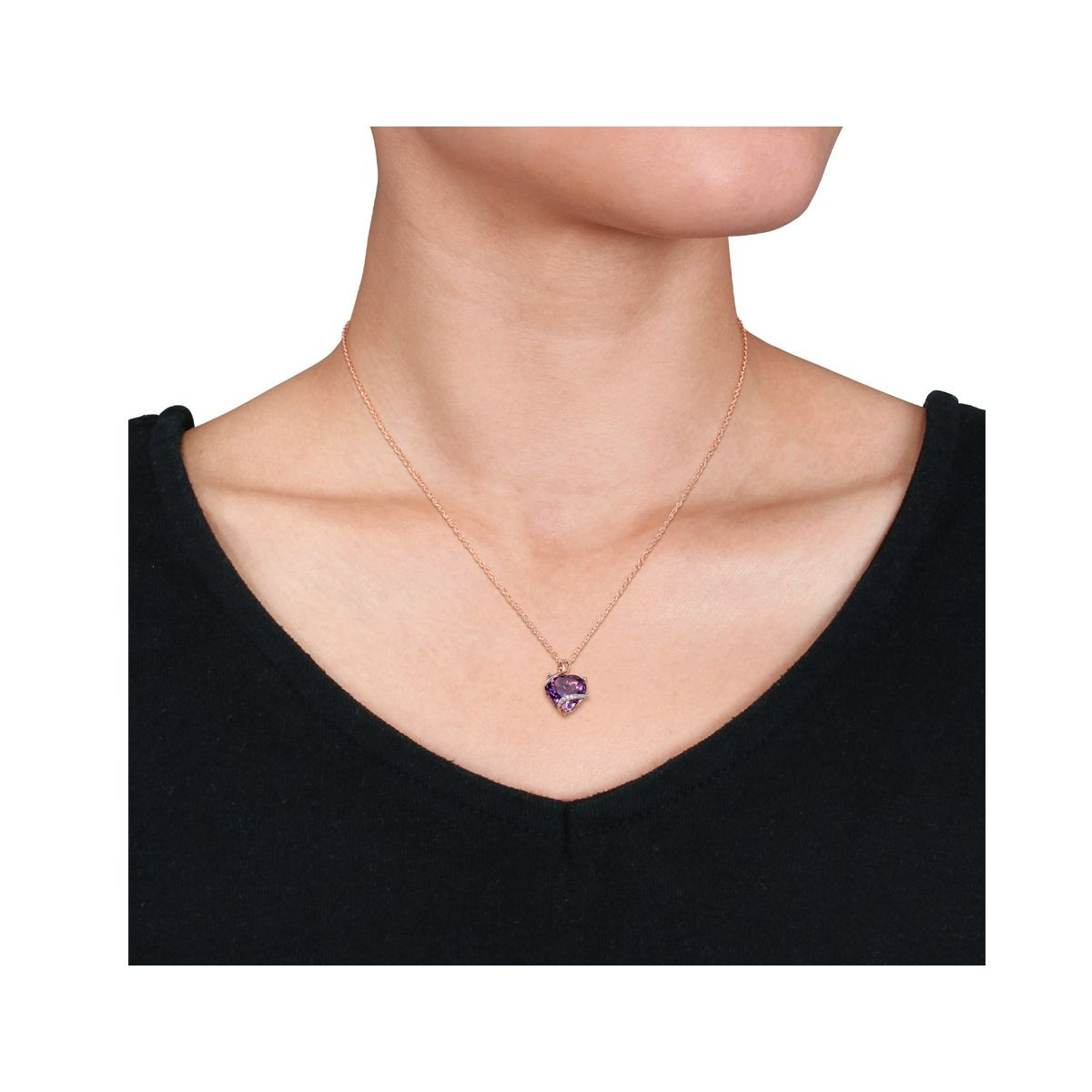 6.50 Carat (ctw) Rose Gold Plated Amethyst Heart Pendant Necklace product image
