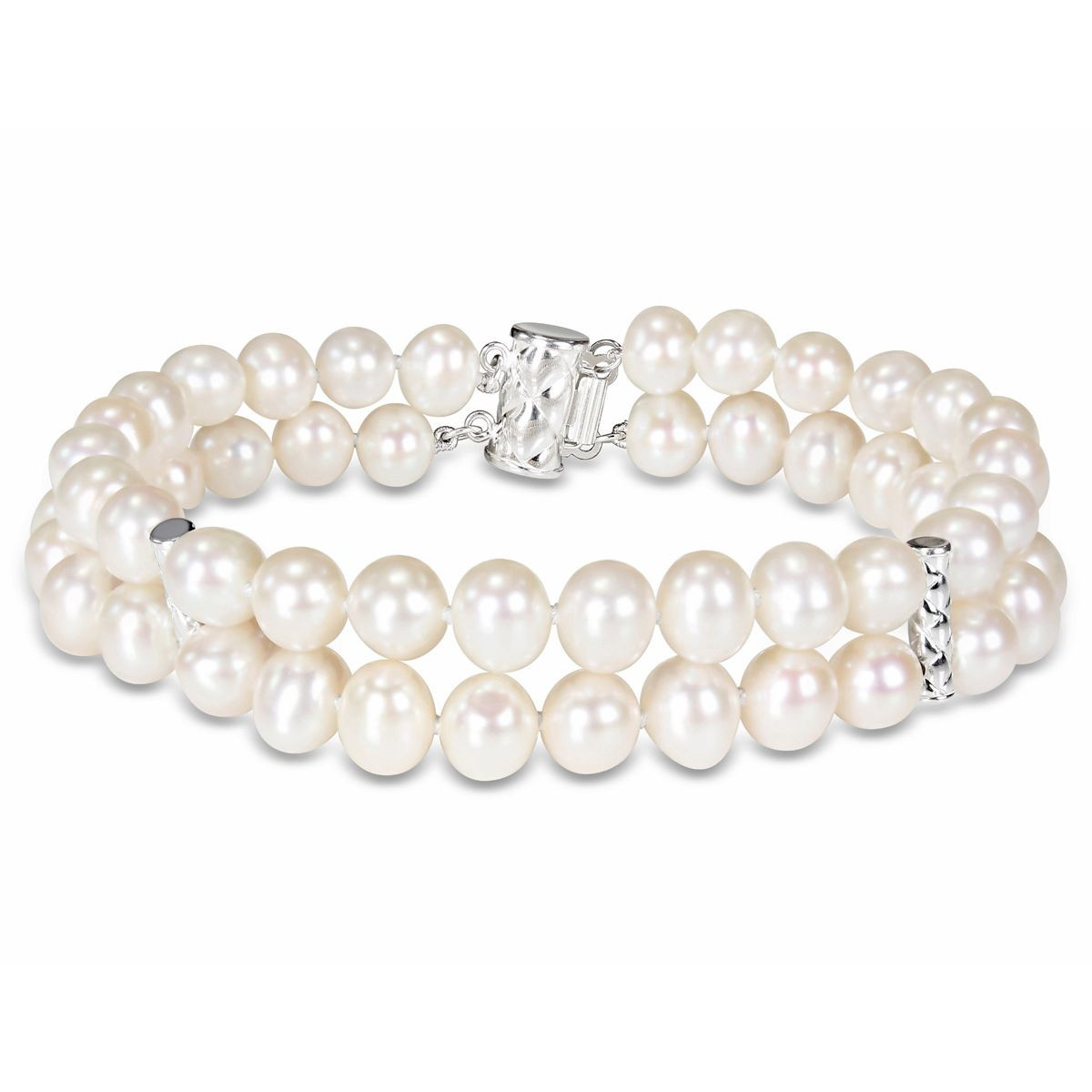 Double Strand Freshwater Pearl Bracelet in Sterling Silver product image