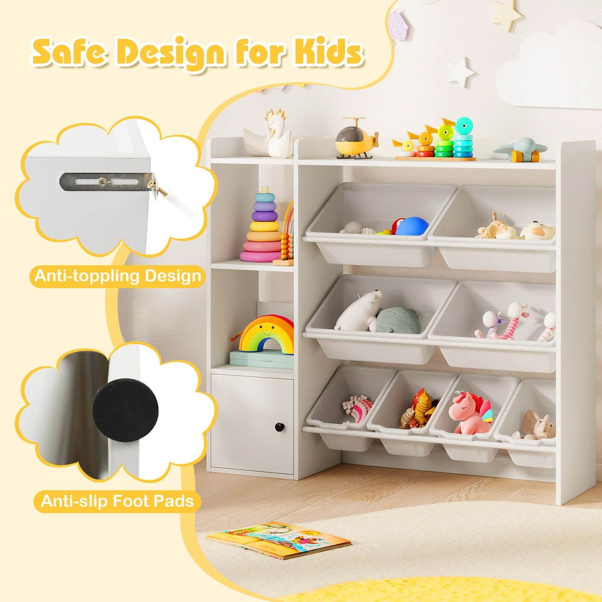 Kids' Wooden Toy Storage and Bookshelf product image